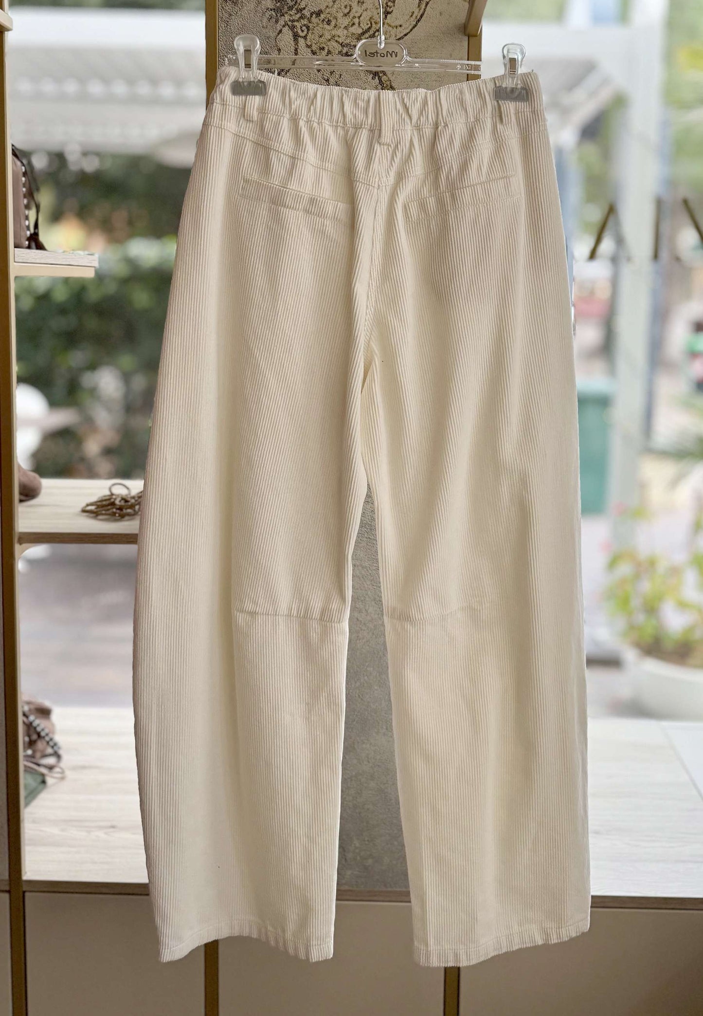 MOTEL - Pantalone Barrel A Costine Avorio