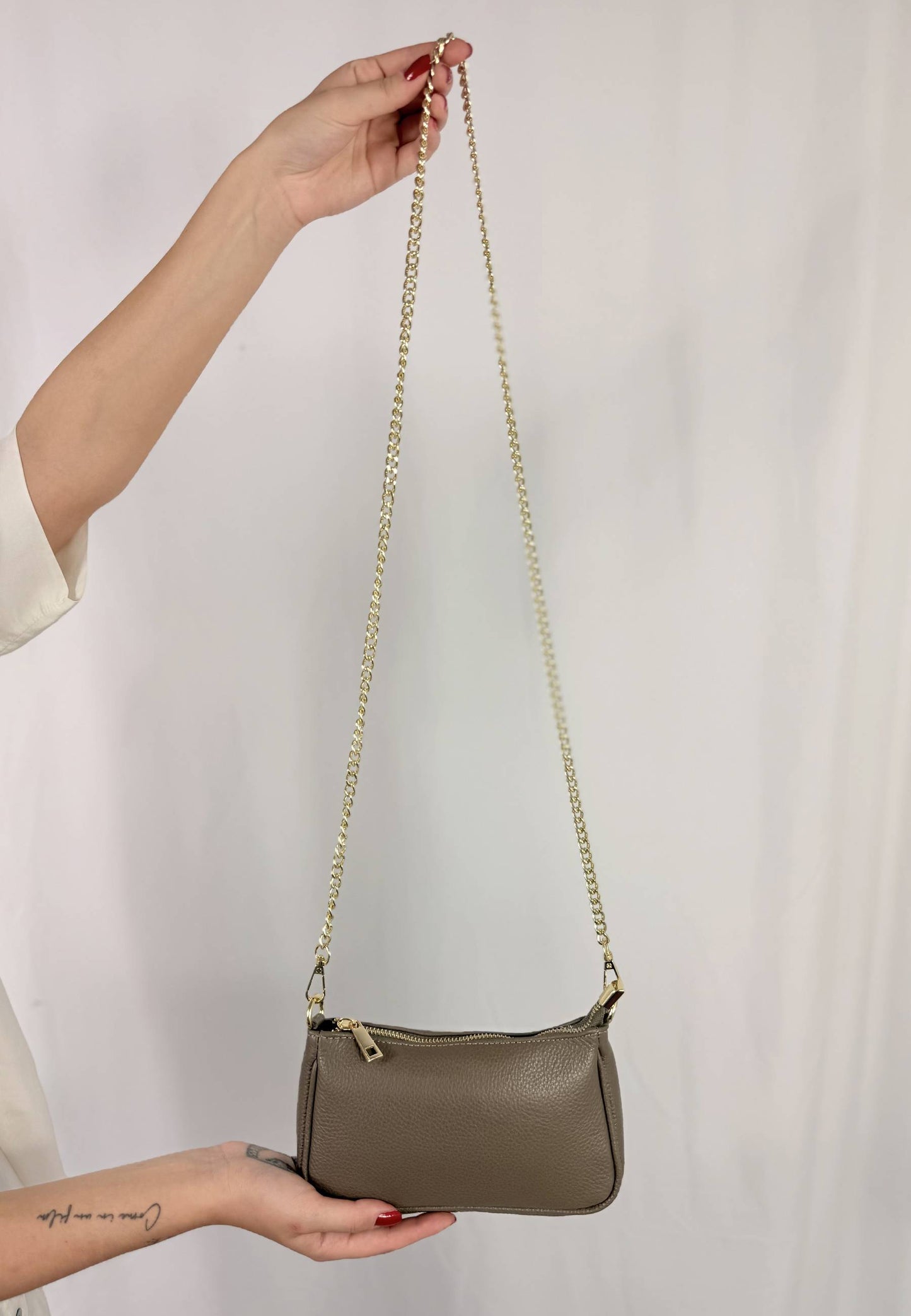 NUNZIA - Borsetta Vera Pelle ALICE Taupe