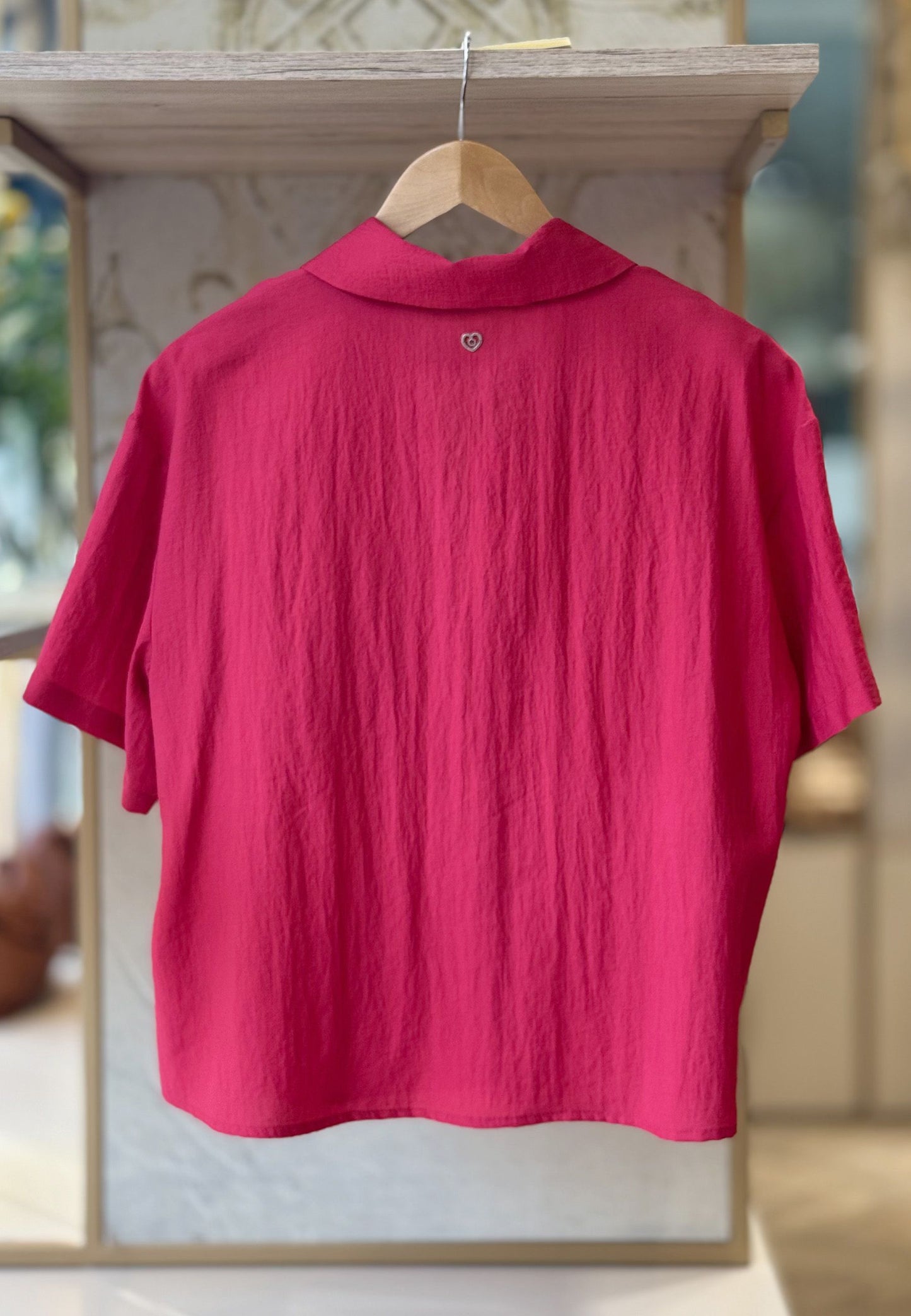 PLEASE - Camicia Crop Lampone