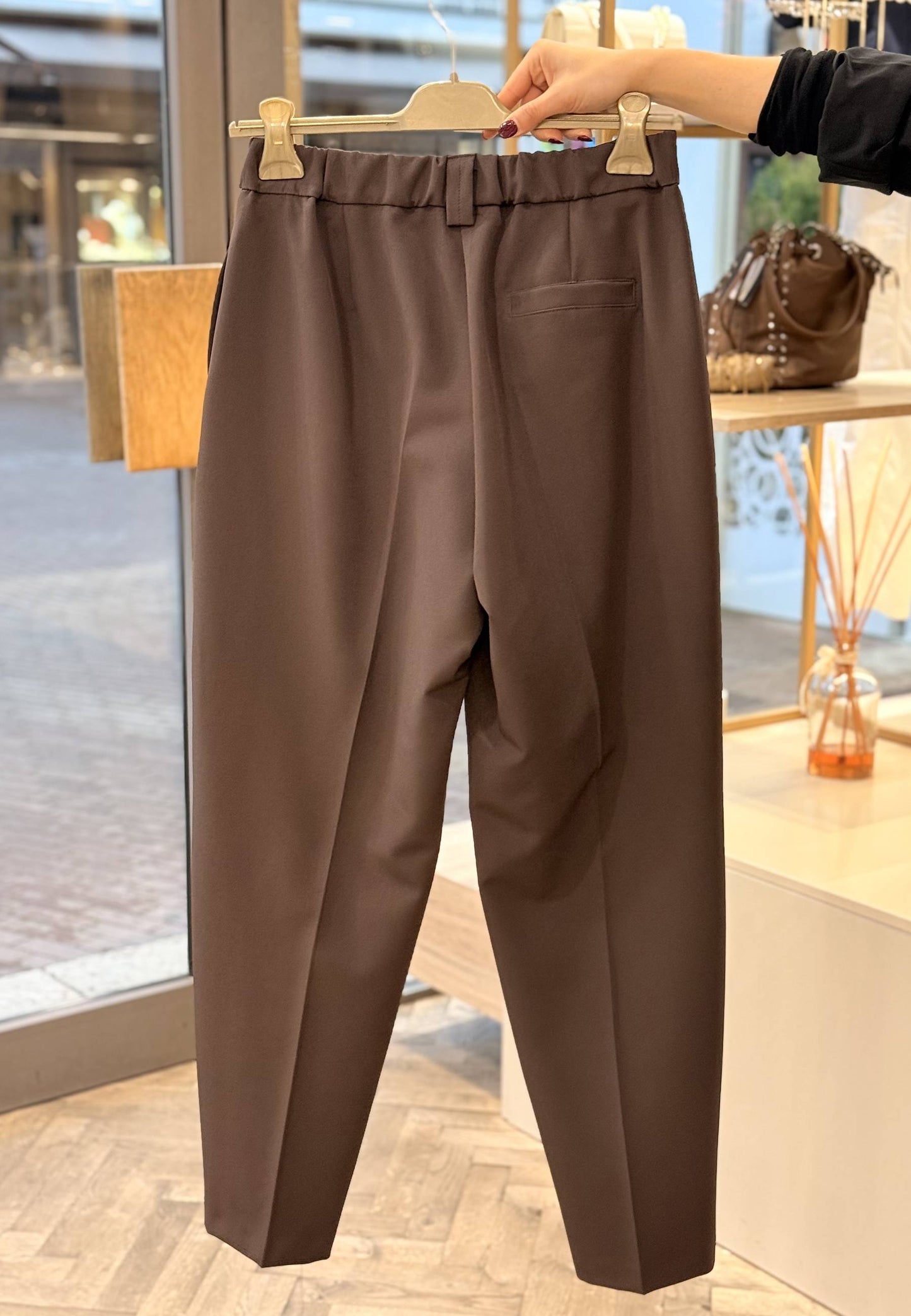 MARYLEY - Pantalone Barrel Fluido Moro