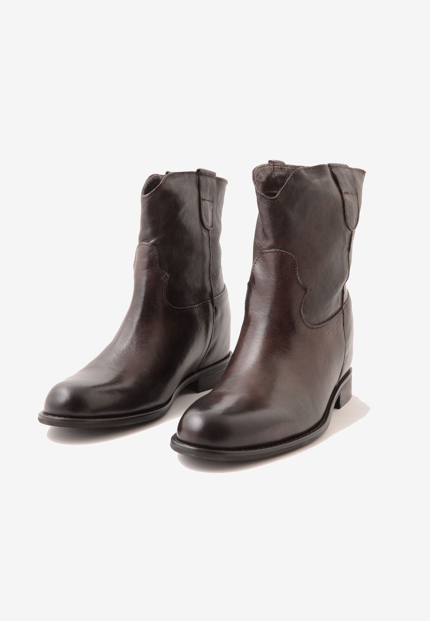 DIVINE FOLLIE - Stivaletto In Pelle Lavata Moro