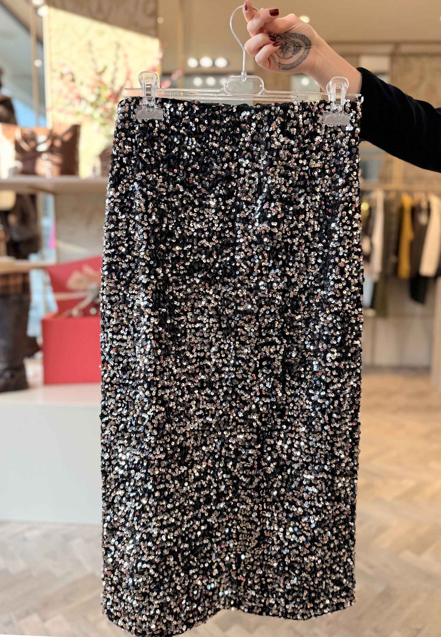 MOTEL - Gonna A Tubino In Paillettes Argento/Nero