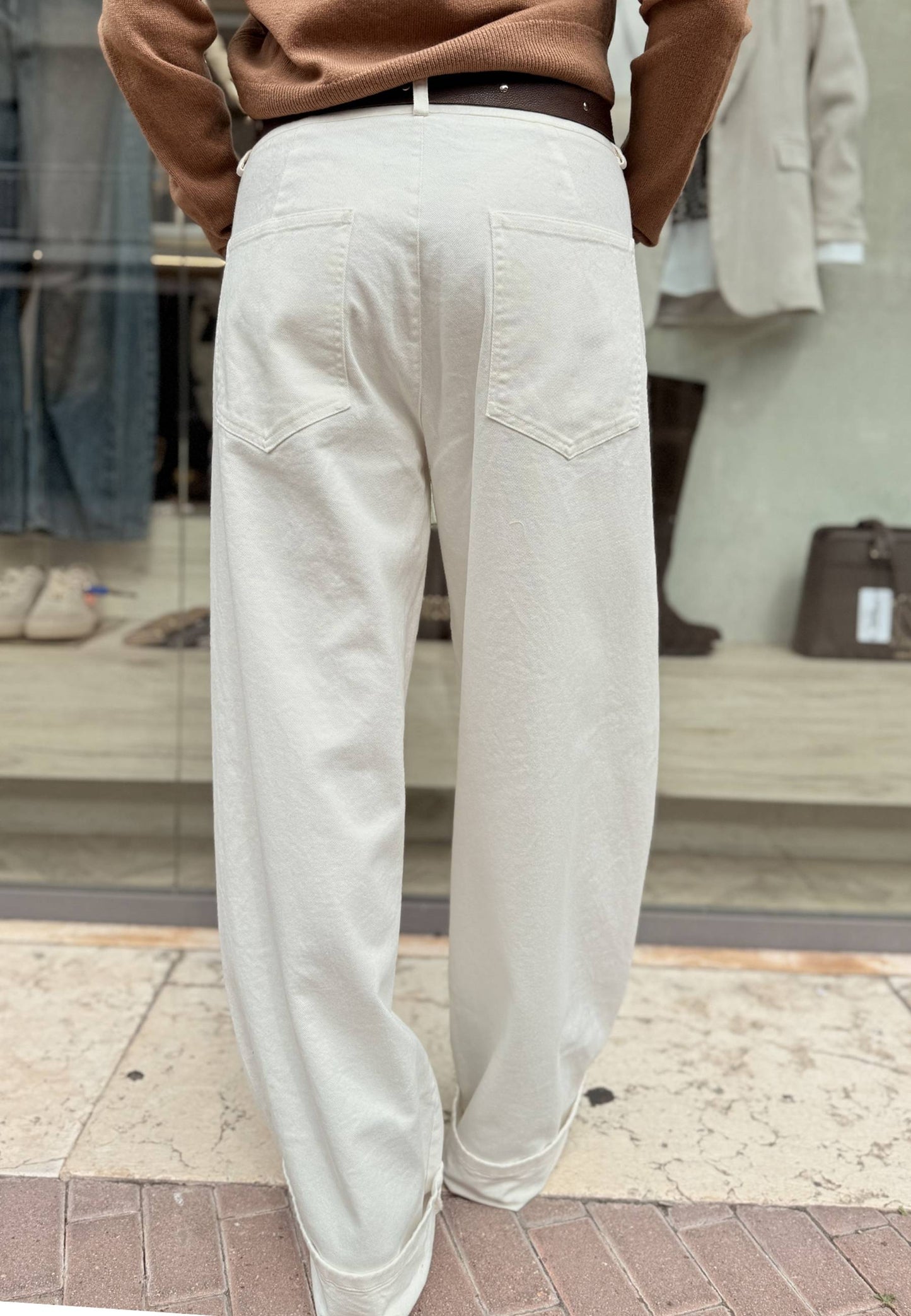 MOTEL - Jeans Wide Leg Bianco