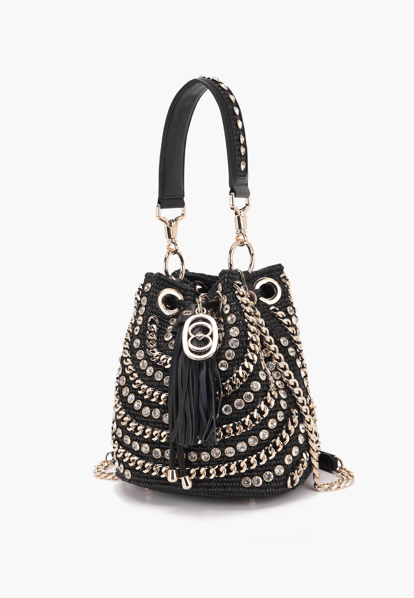 LA CARRIE - Secchiello Mirror Raffia Nero