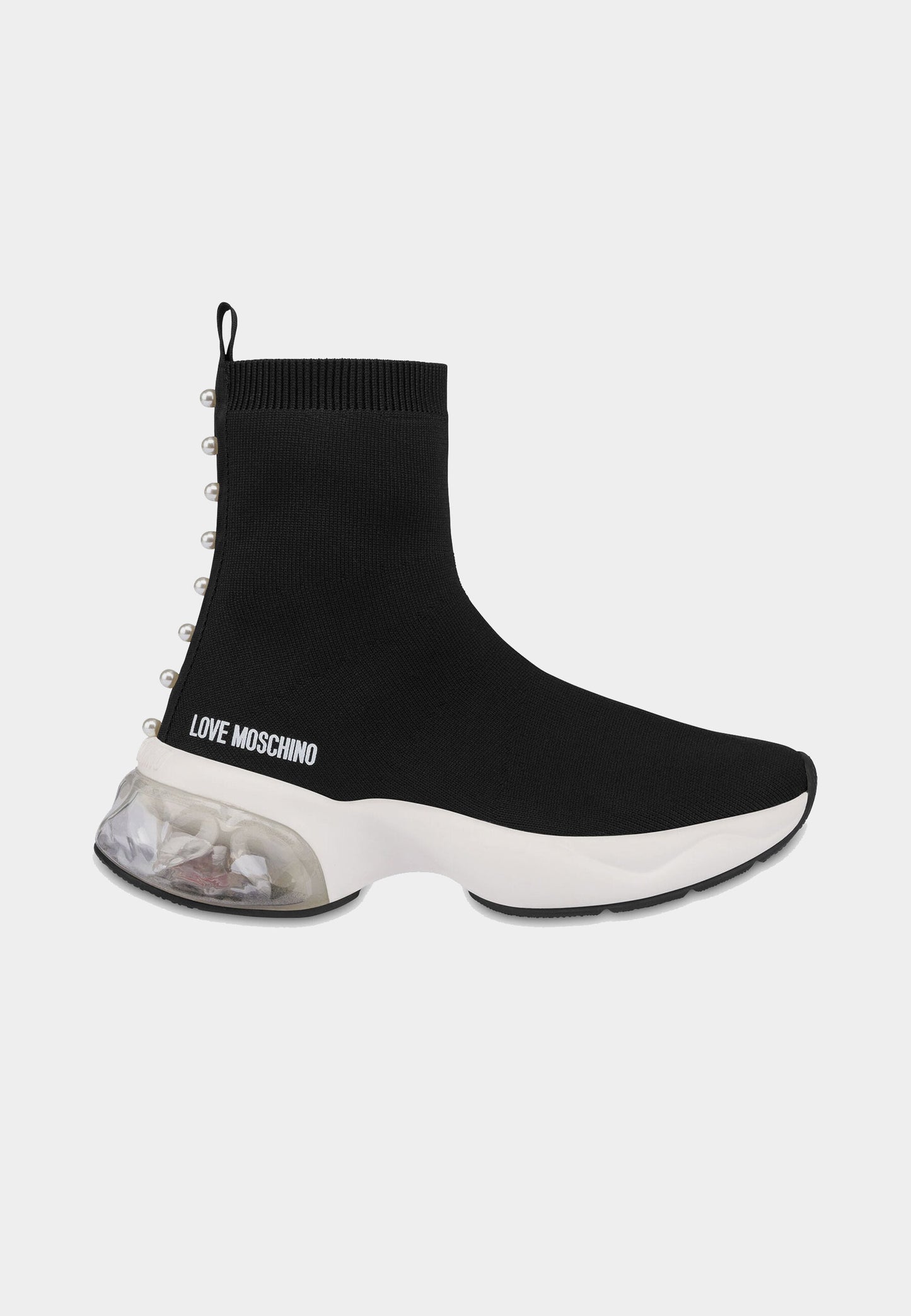 LOVE MOSCHINO - Stivaletto Perle Elastico Nero