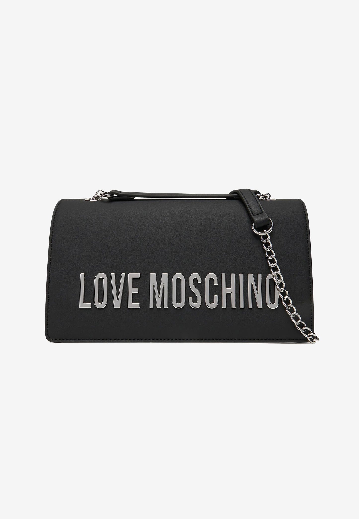 LOVE MOSCHINO - Borsa A Spalla Lettering Soft Touch Nero Argento