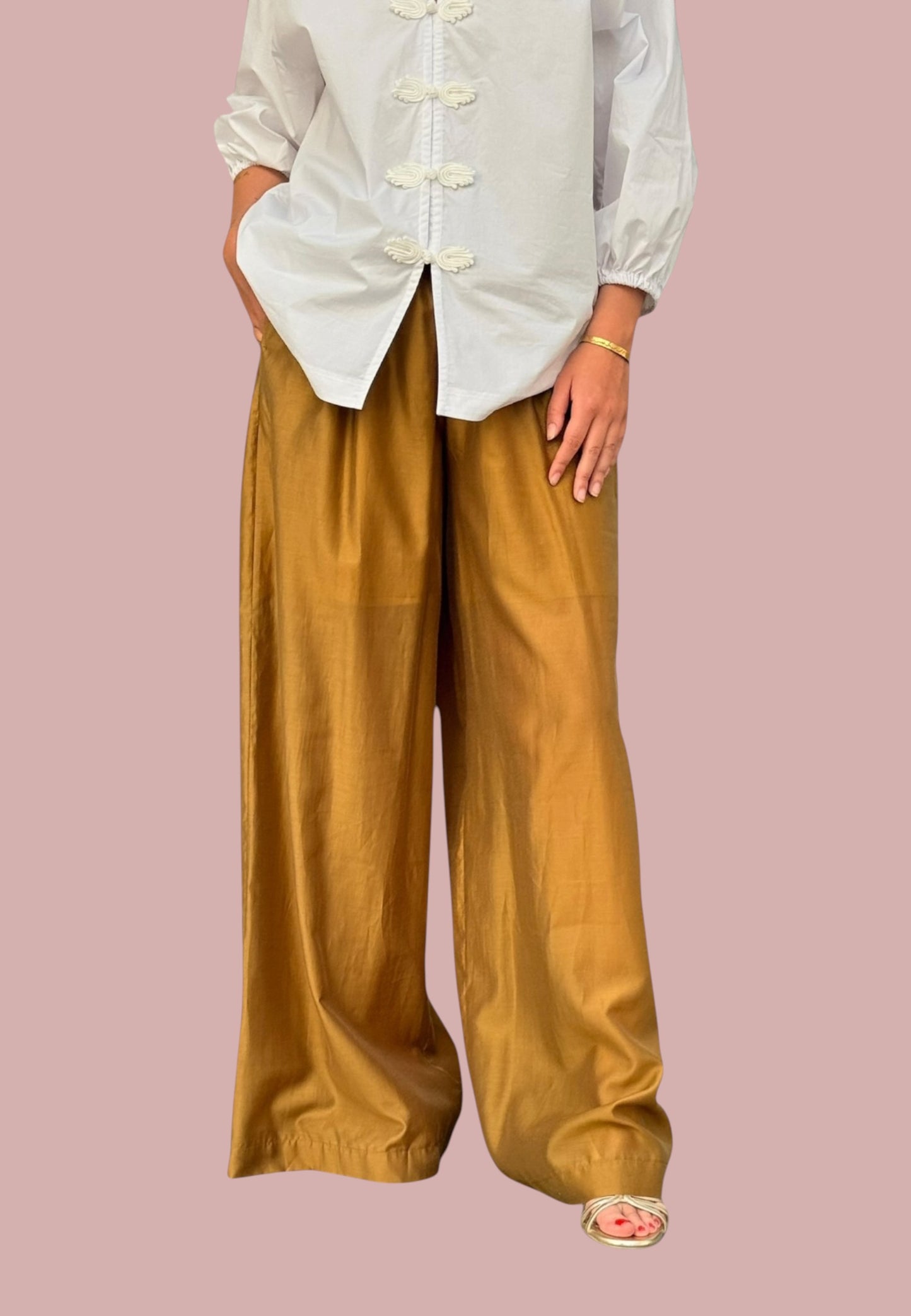 MINERVA - Pantalone Largo Caramello