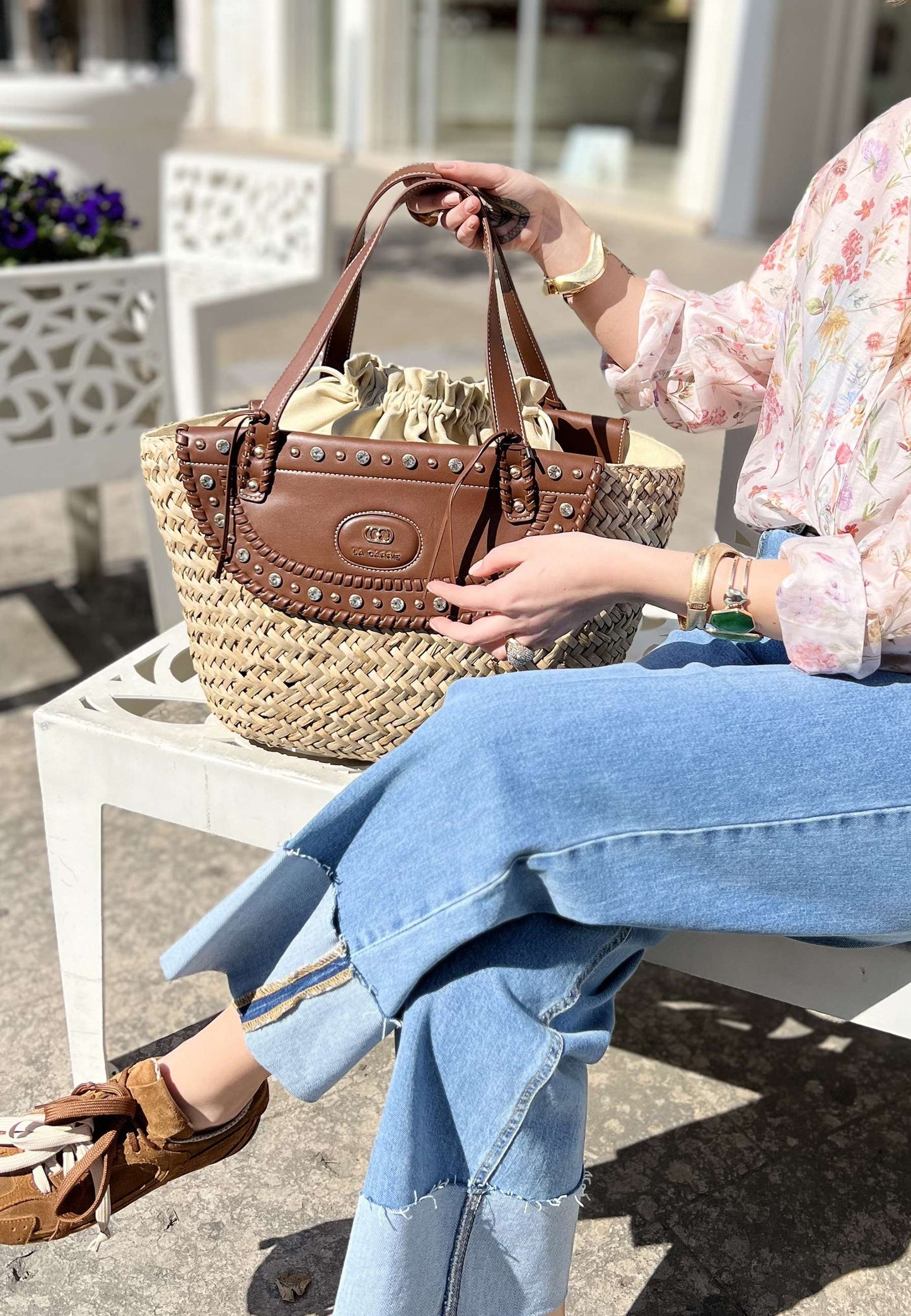 LA CARRIE - Shopping Bag Paglia Seasalt Marrone