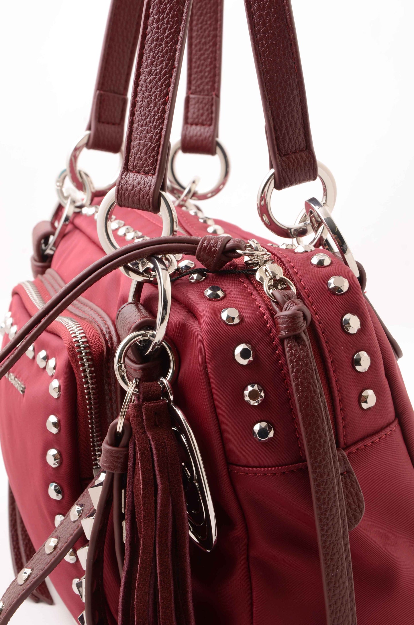 LA CARRIE - Borsa A Spalla Dark Nylon Borchie Cherry