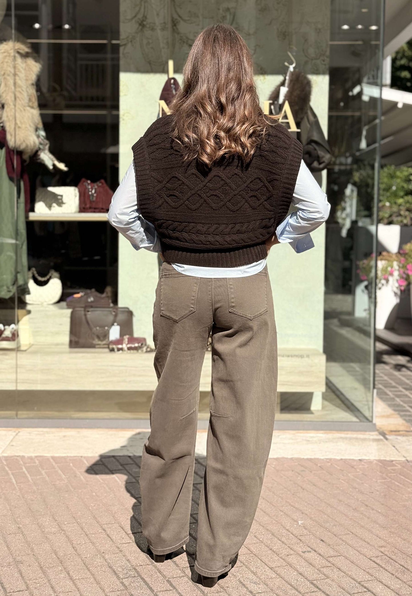 MOTEL - Gilet Over In Maglia Moro