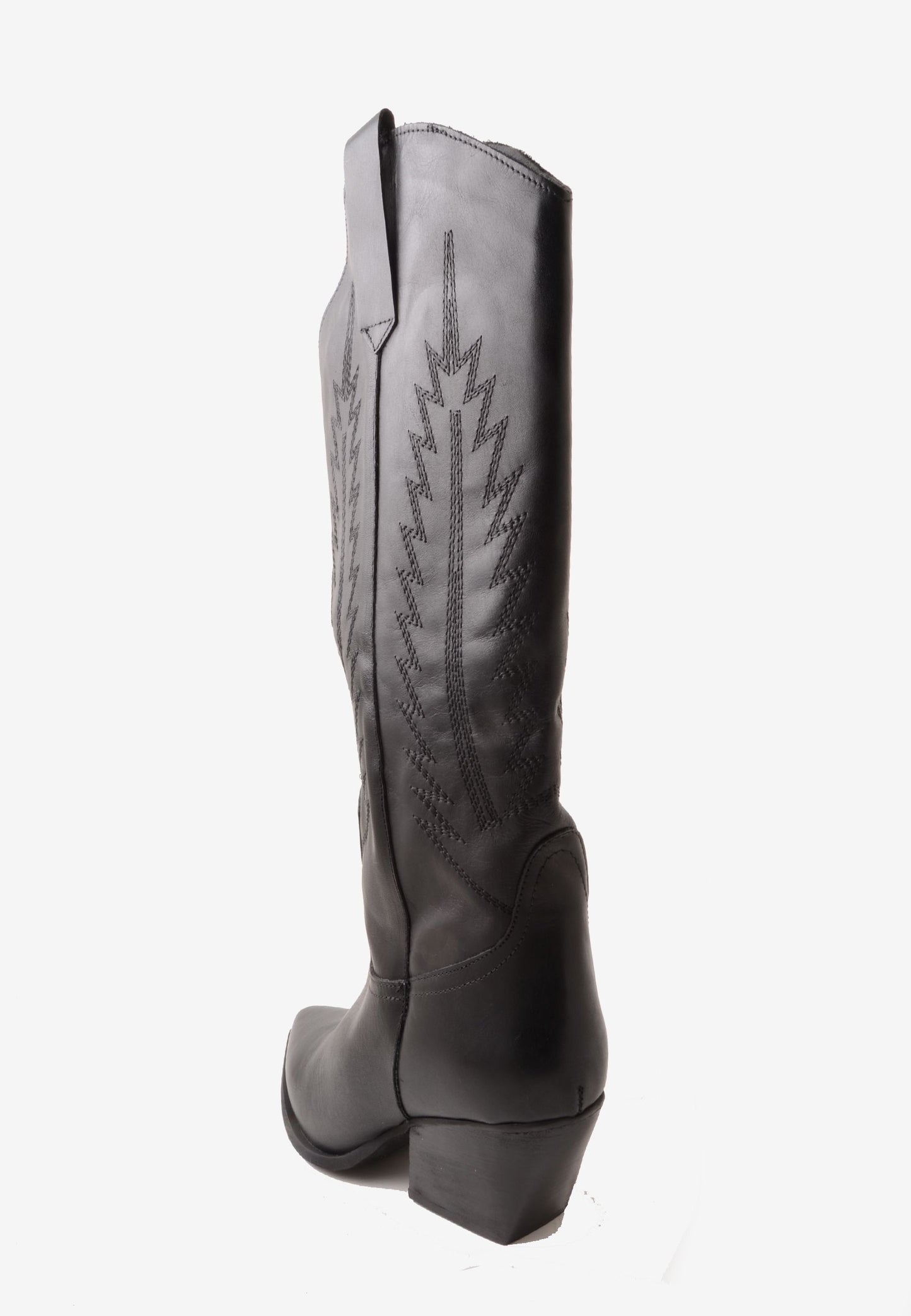 DIVINE FOLLIE - Texano Ricamo Vera Pelle Nero
