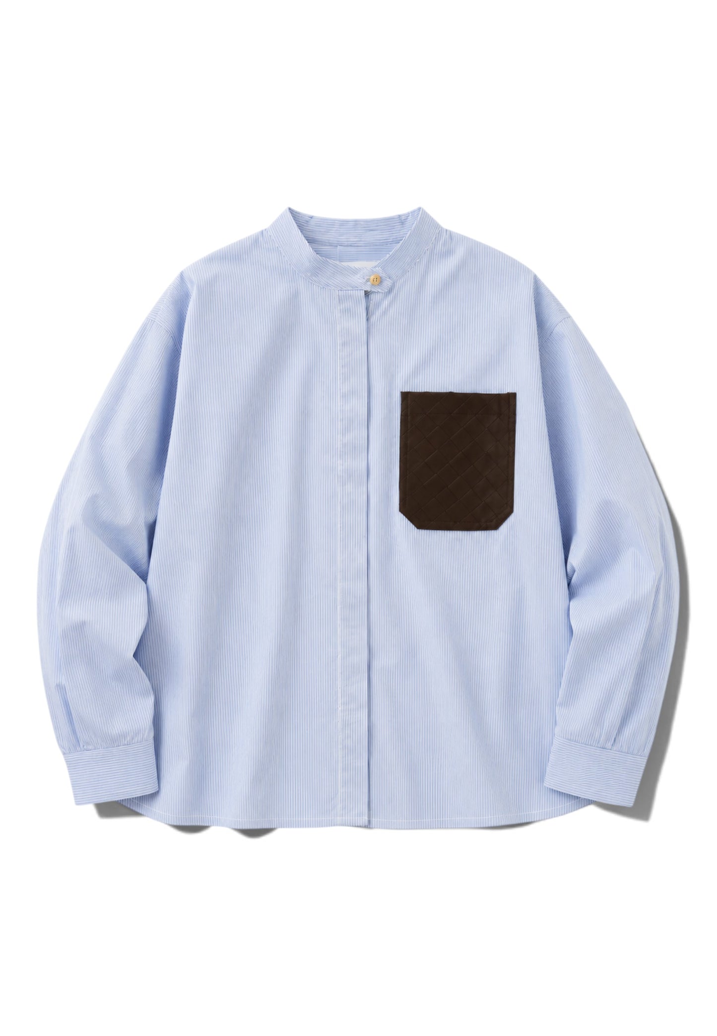 MOTEL - Camicia a Righe con Taschino a Contrasto Azzurro