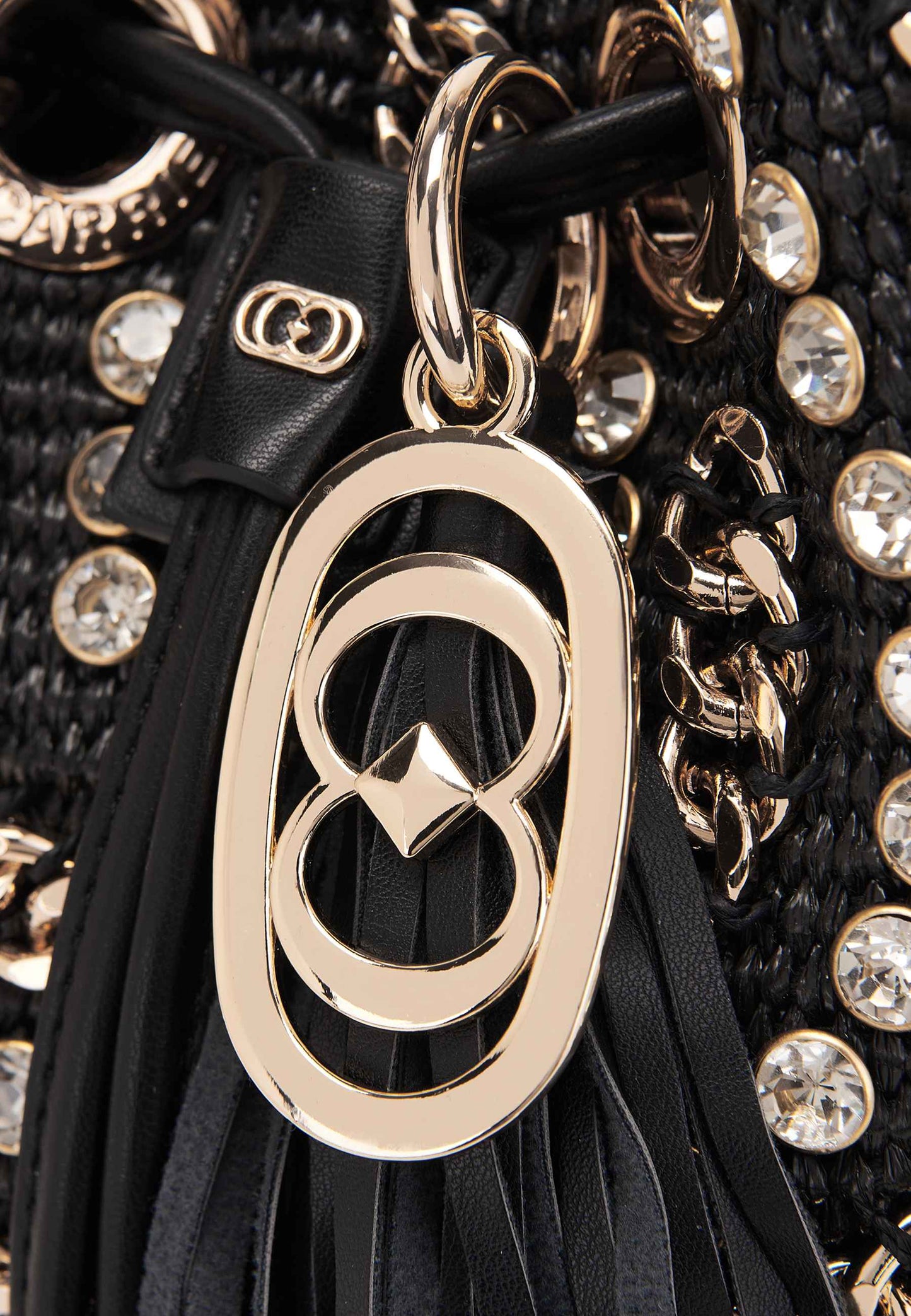 LA CARRIE - Secchiello Mirror Raffia Nero