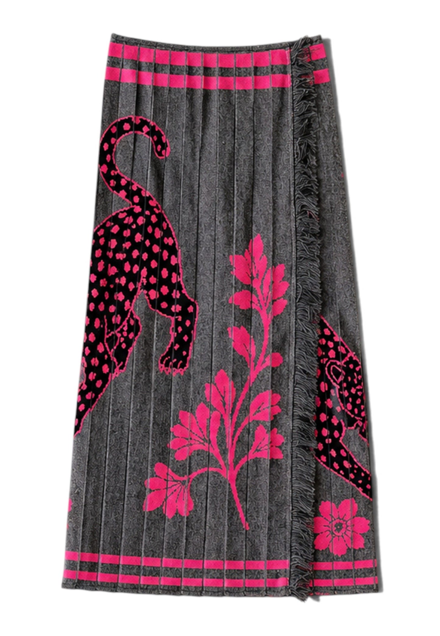 MOTEL - Gonna Midi In Maglia Tigre Grigio