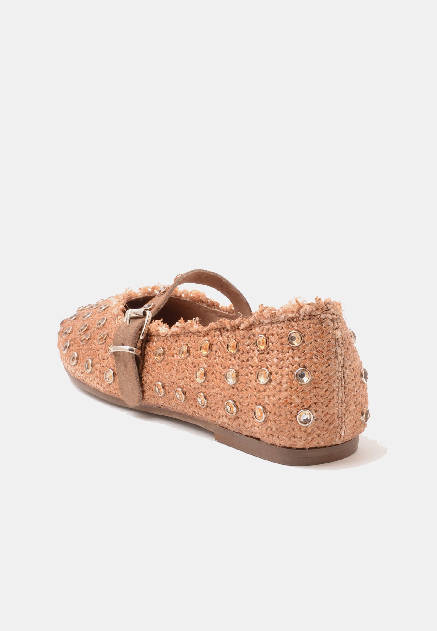 DIVINE FOLLIE - Ballerina Raffia e Strass Cuoio