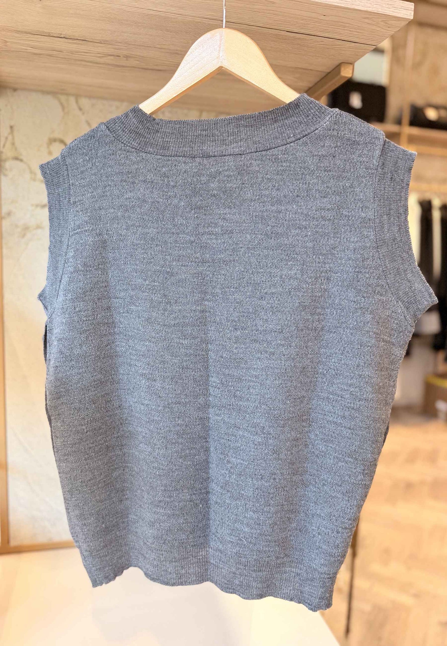 LE STREGHE - Gilet Bottoni In Maglia Grigio