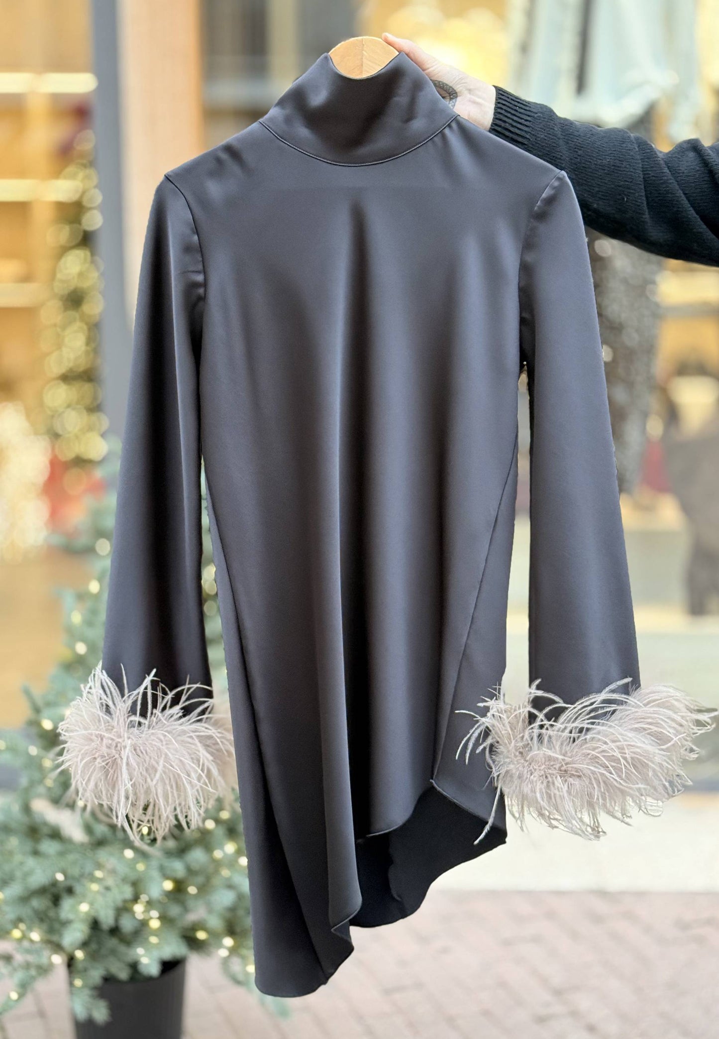 MOTEL - Mini Abito Asimmetrico In Raso Nero