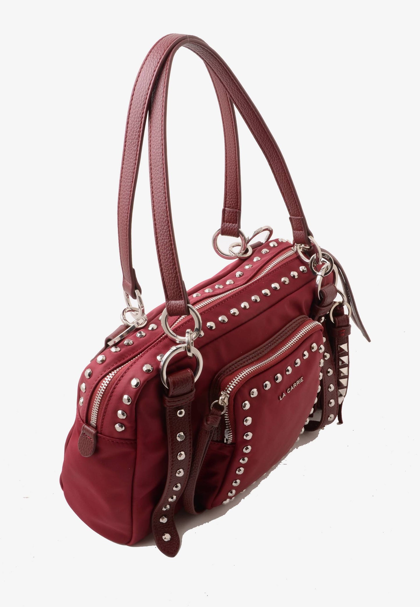 LA CARRIE - Borsa A Spalla Dark Nylon Borchie Cherry