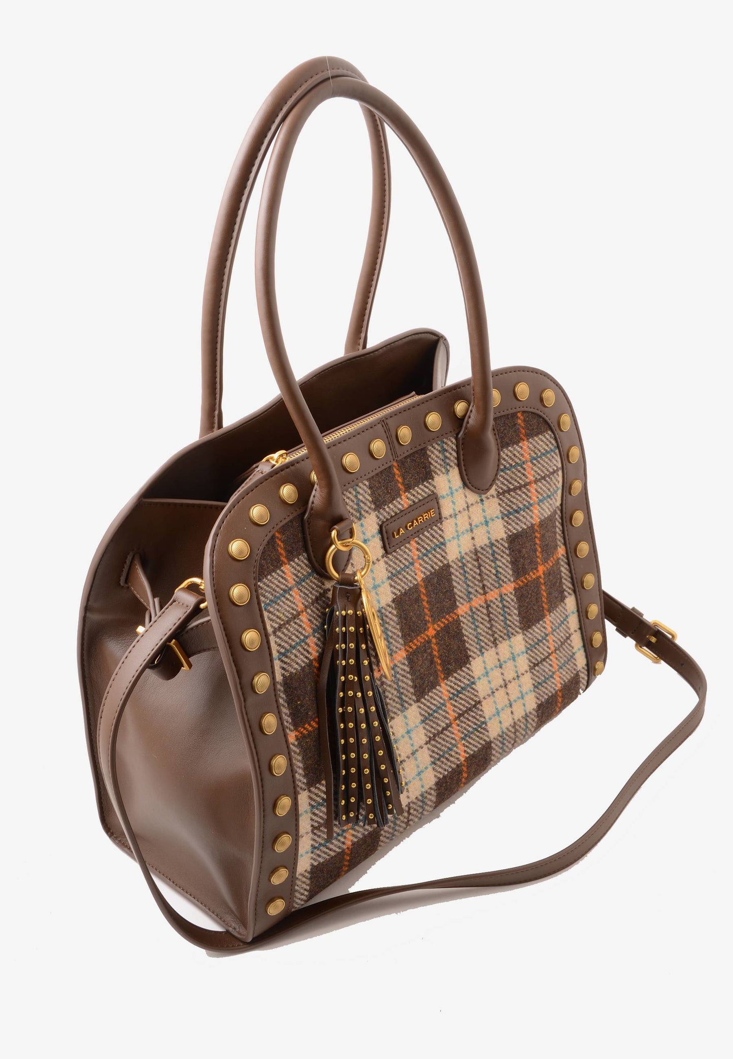 LA CARRIE - Shopping Bag Scottish Combi Marrone