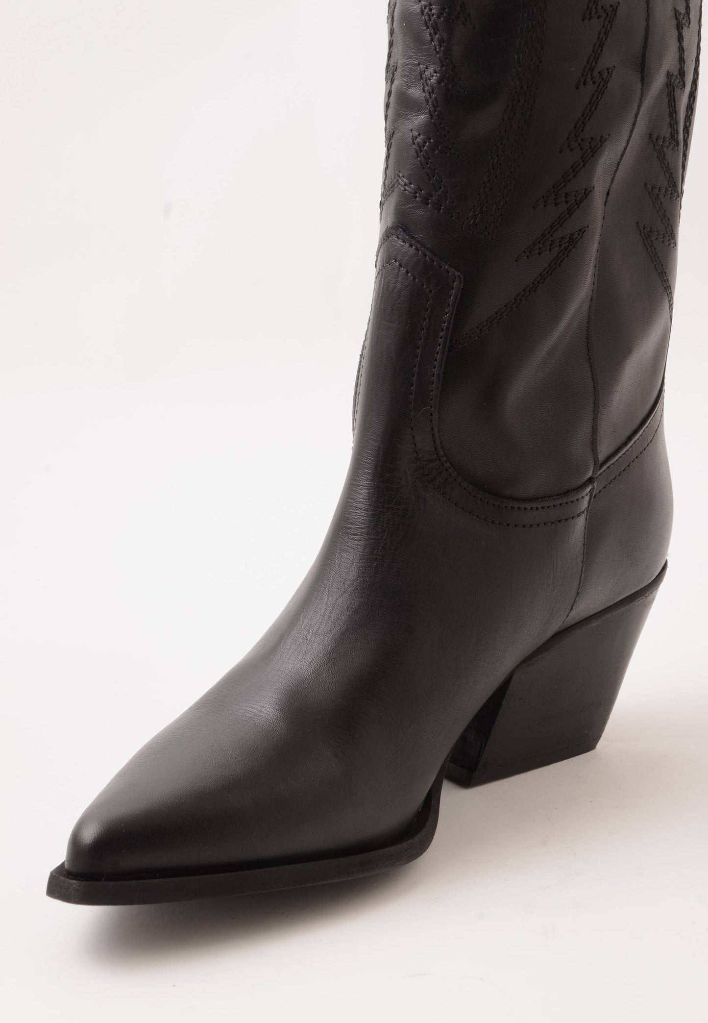 DIVINE FOLLIE - Texano Ricamo Vera Pelle Nero