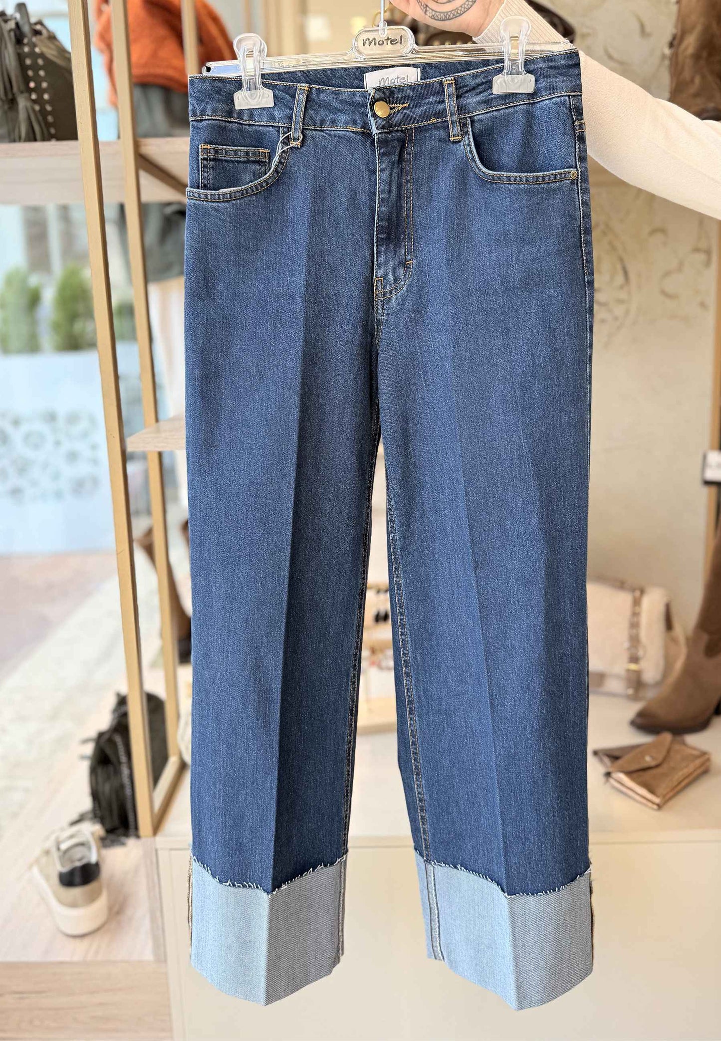 MOTEL - Jeans Con Risvolto Denim