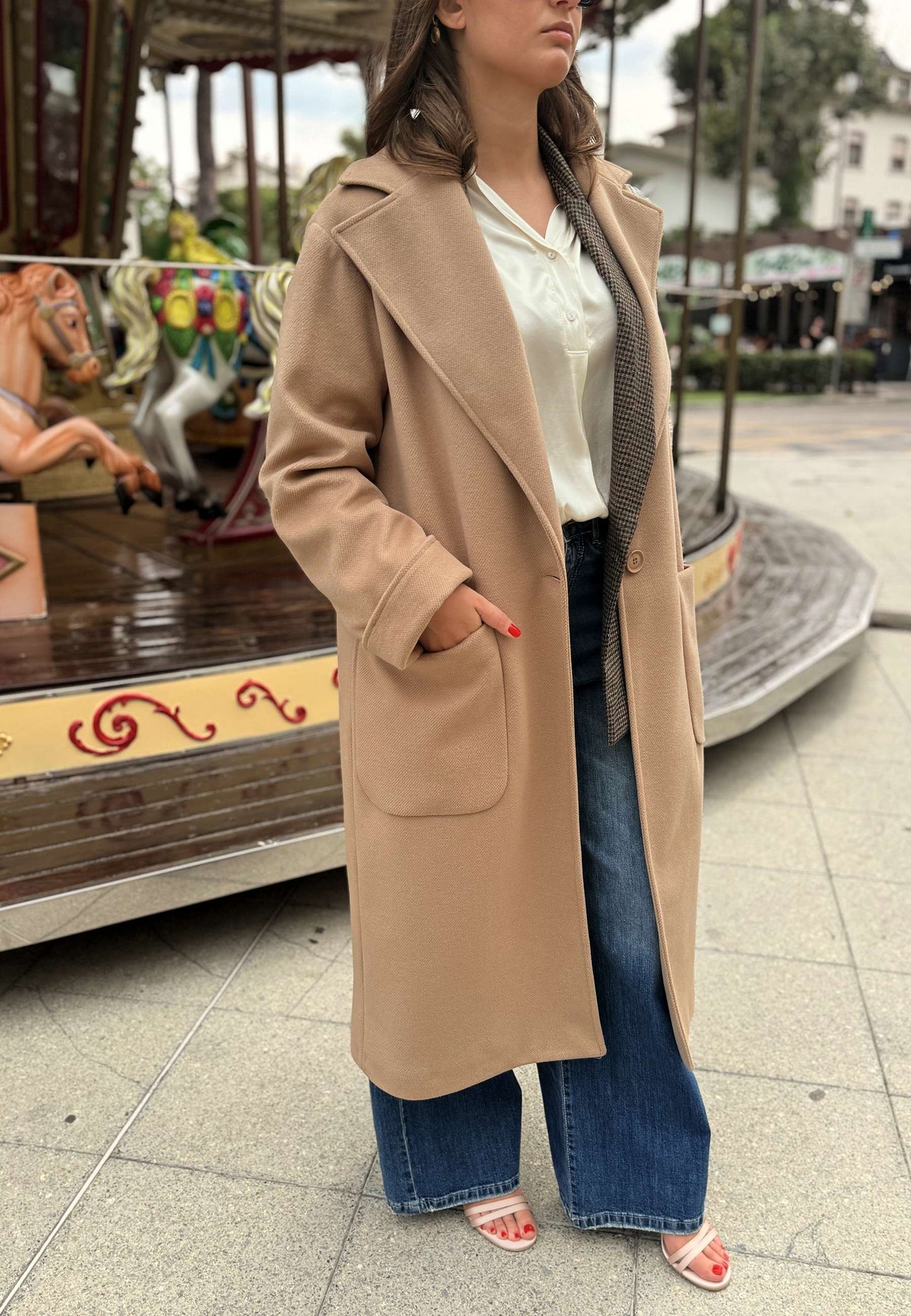 MOTEL - Cappotto Monopetto Over Cammello