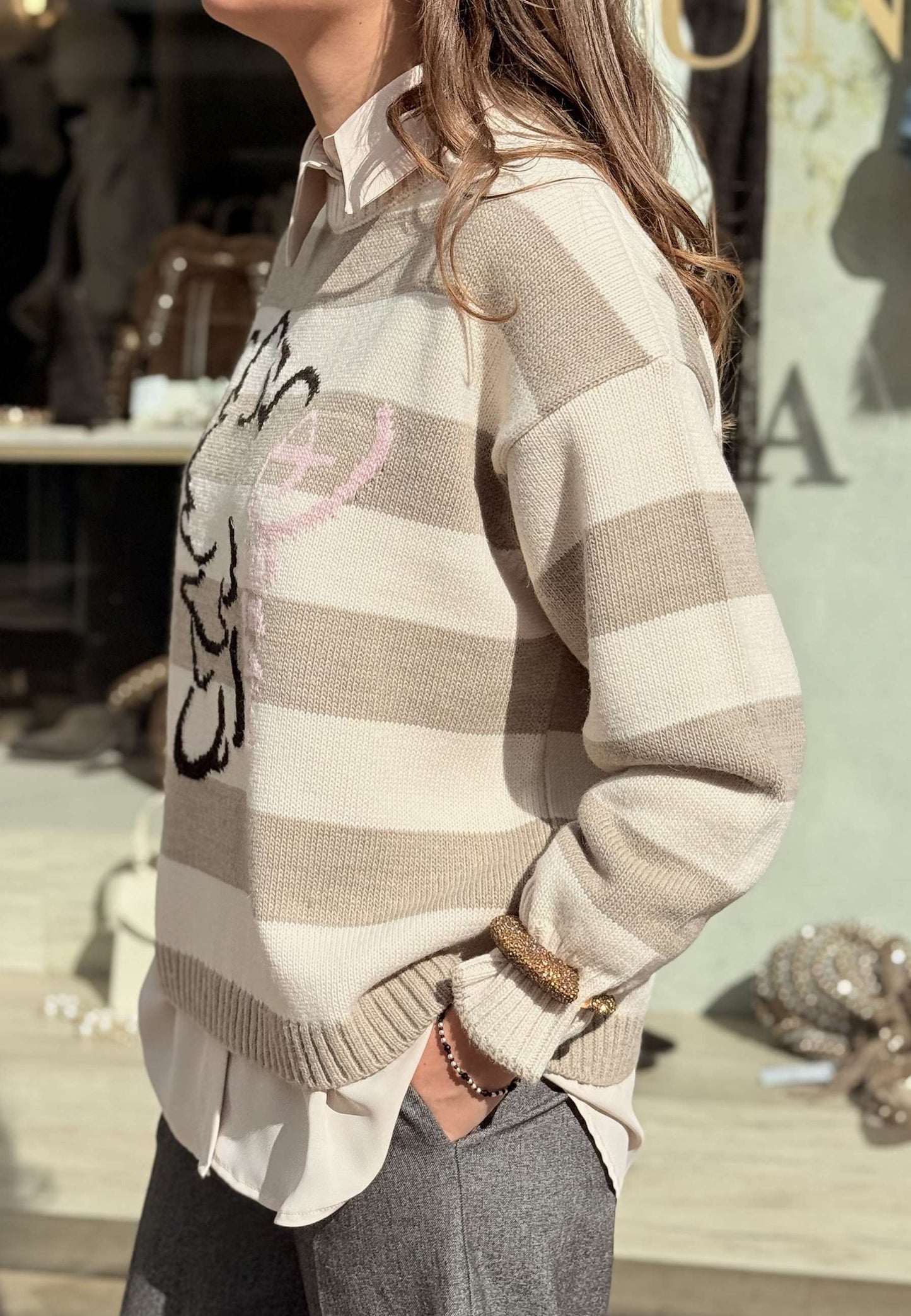 MOTEL - Pullover A Righe Minnie