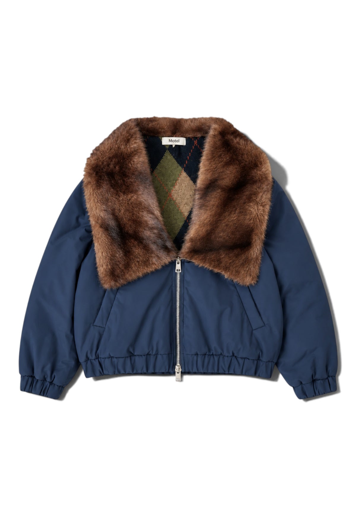 MOTEL - Bomber Collo Pelliccia Blu