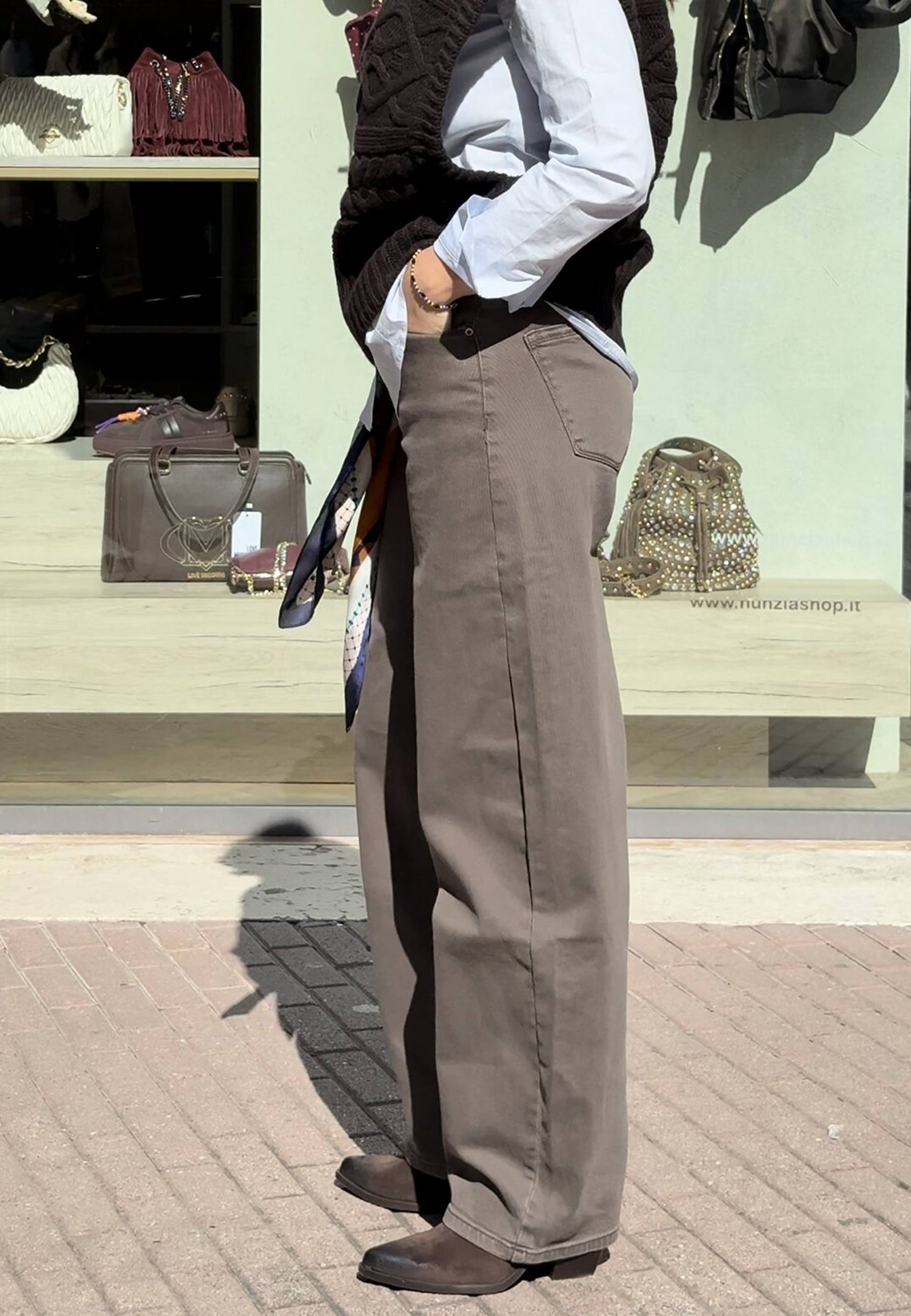 LE STREGHE - Jeans Balloon Taupe