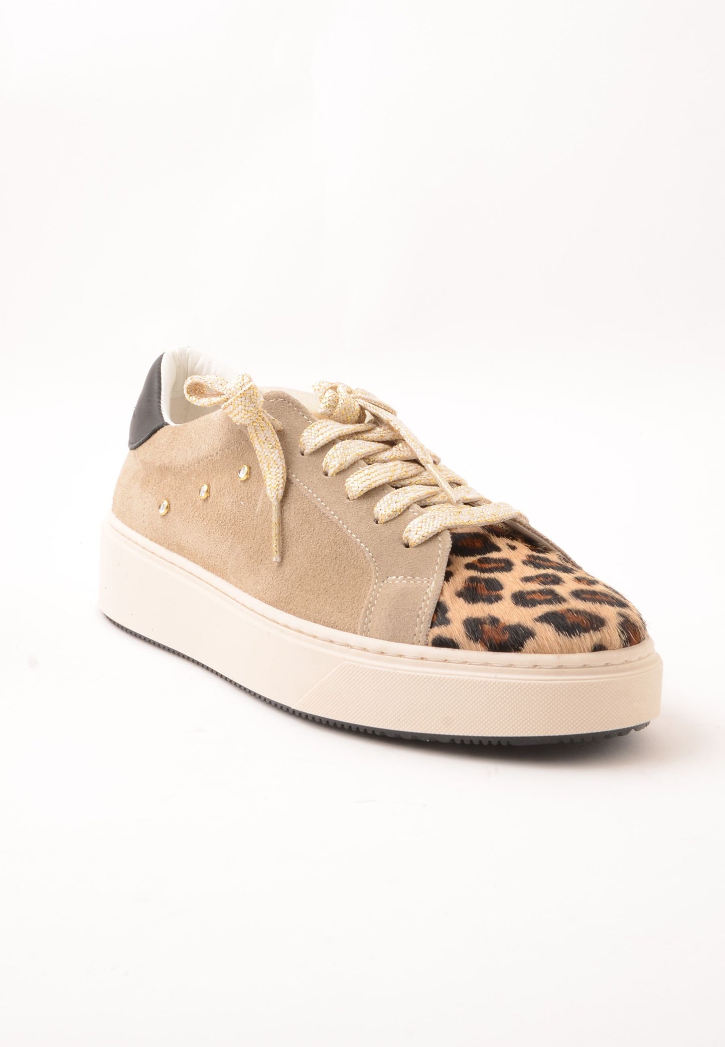 DIVINE FOLLIE - Sneakers Camoscio Leopardato Beige