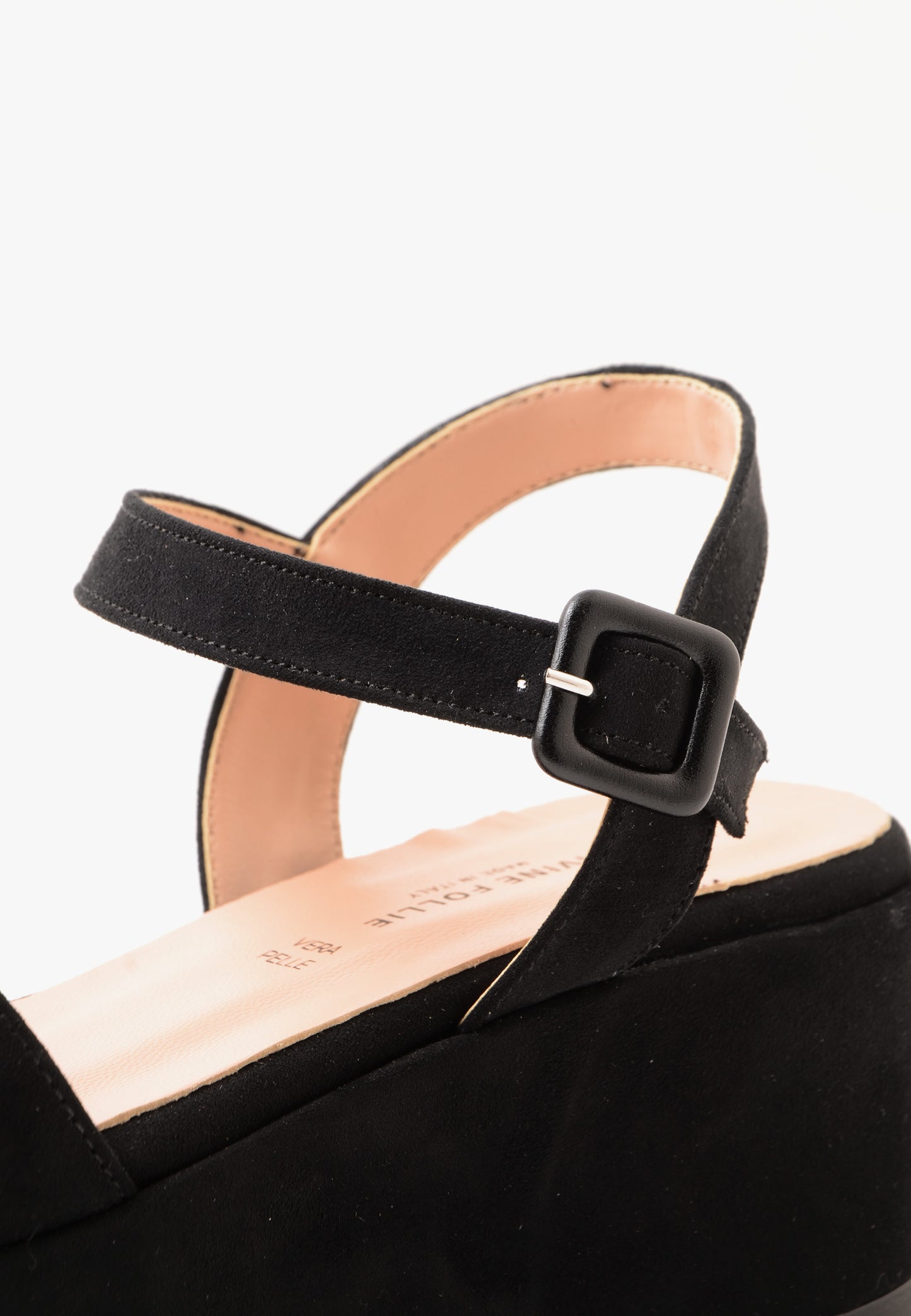 DIVINE FOLLIE - Sandalo Zeppa Camoscio Nero