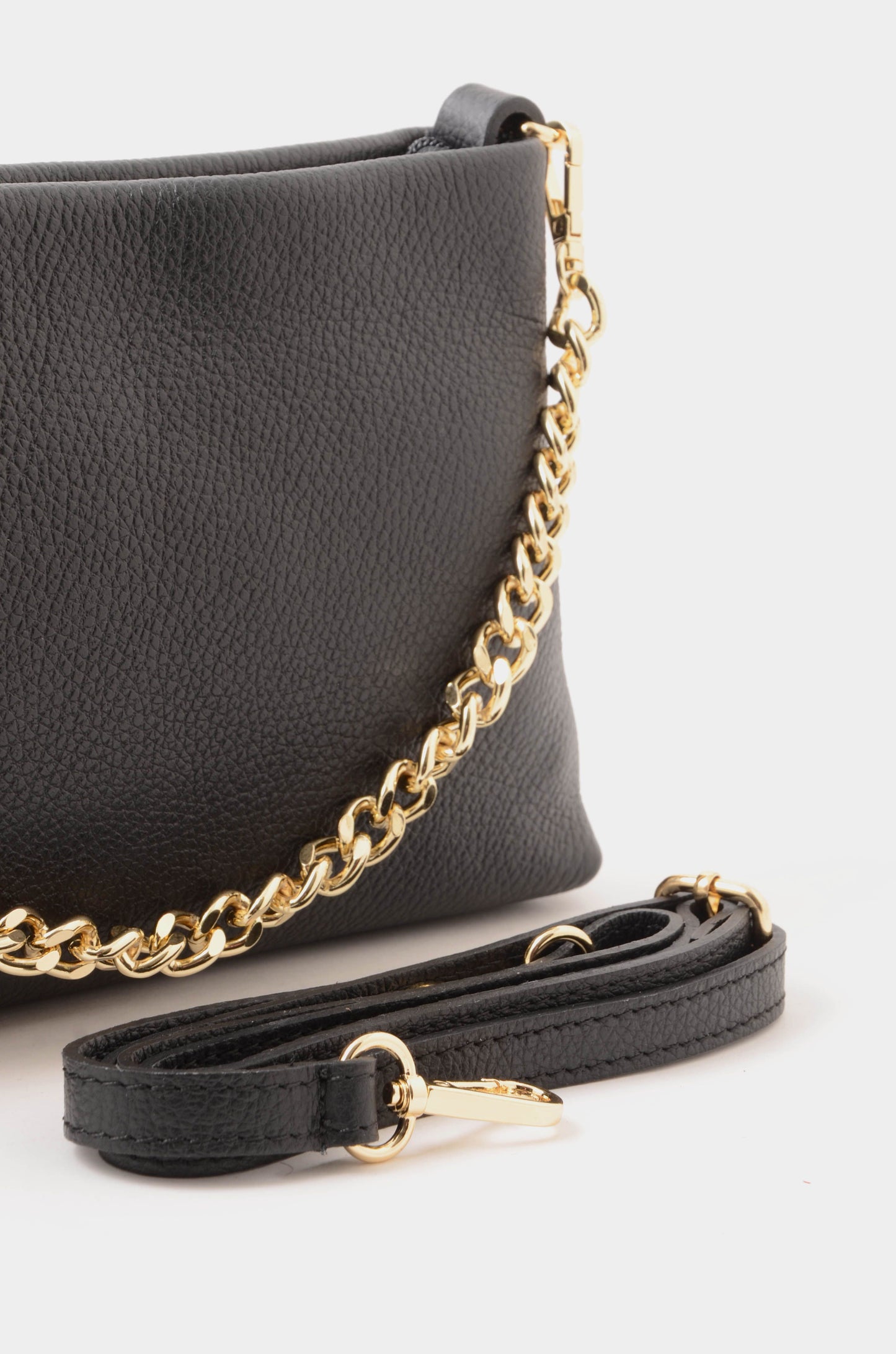 NUNZIA - Clutch Vera Pelle GINEVRA Nero