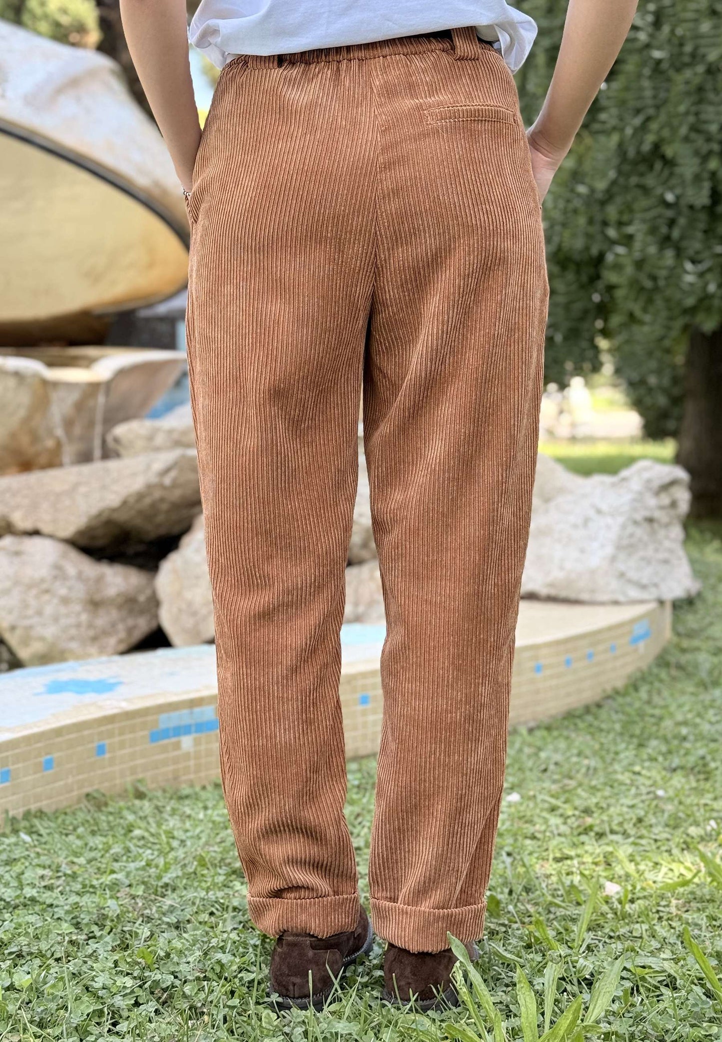 MOTEL - Pantalone Carrot Fit Velluto A Costine Camel