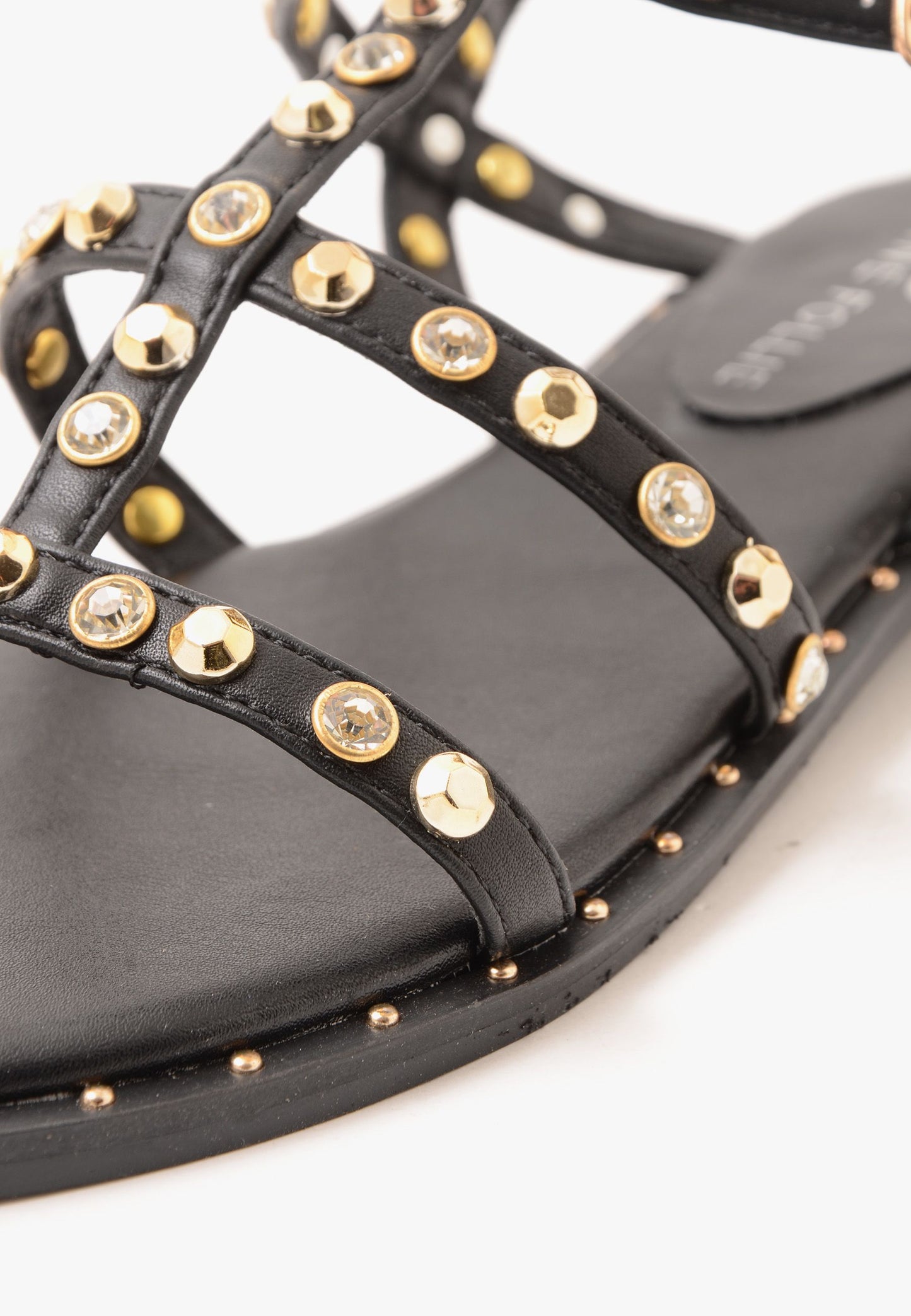 DIVINE FOLLIE - Sandalo Borchie Strass Nero