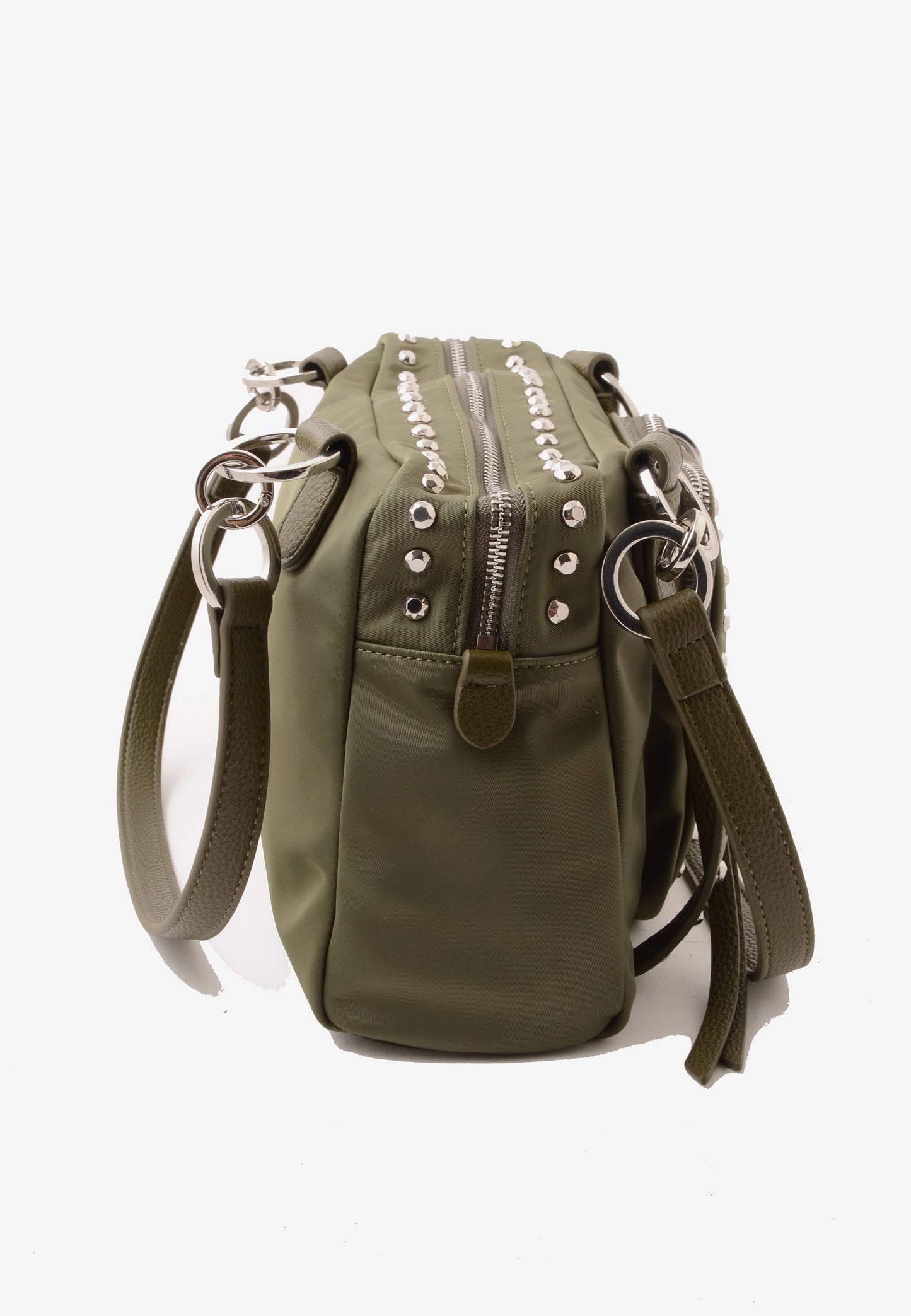 LA CARRIE - Borsa A Spalla Dark Nylon Borchie Oliva