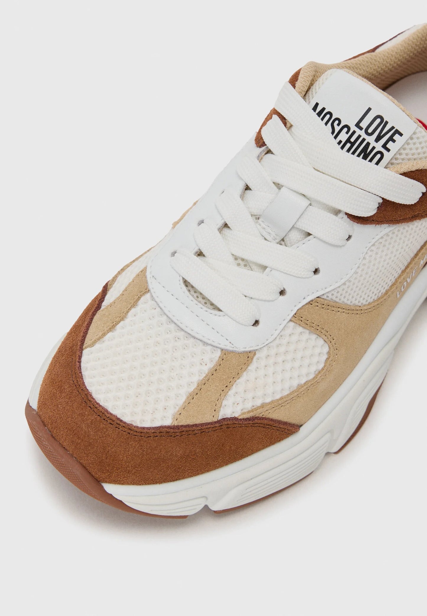 LOVE MOSCHINO - Sneakers Running Scamosciata Bianca Cuoio