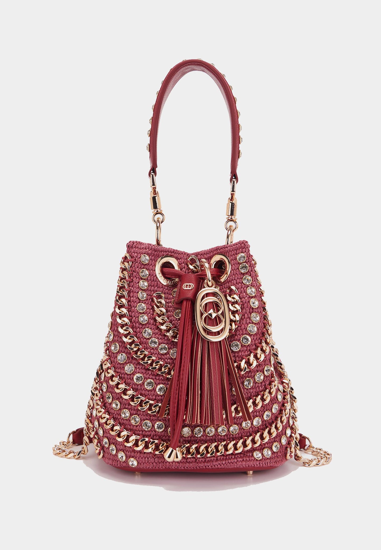 LA CARRIE - Secchiello Mirror Raffia Marsala