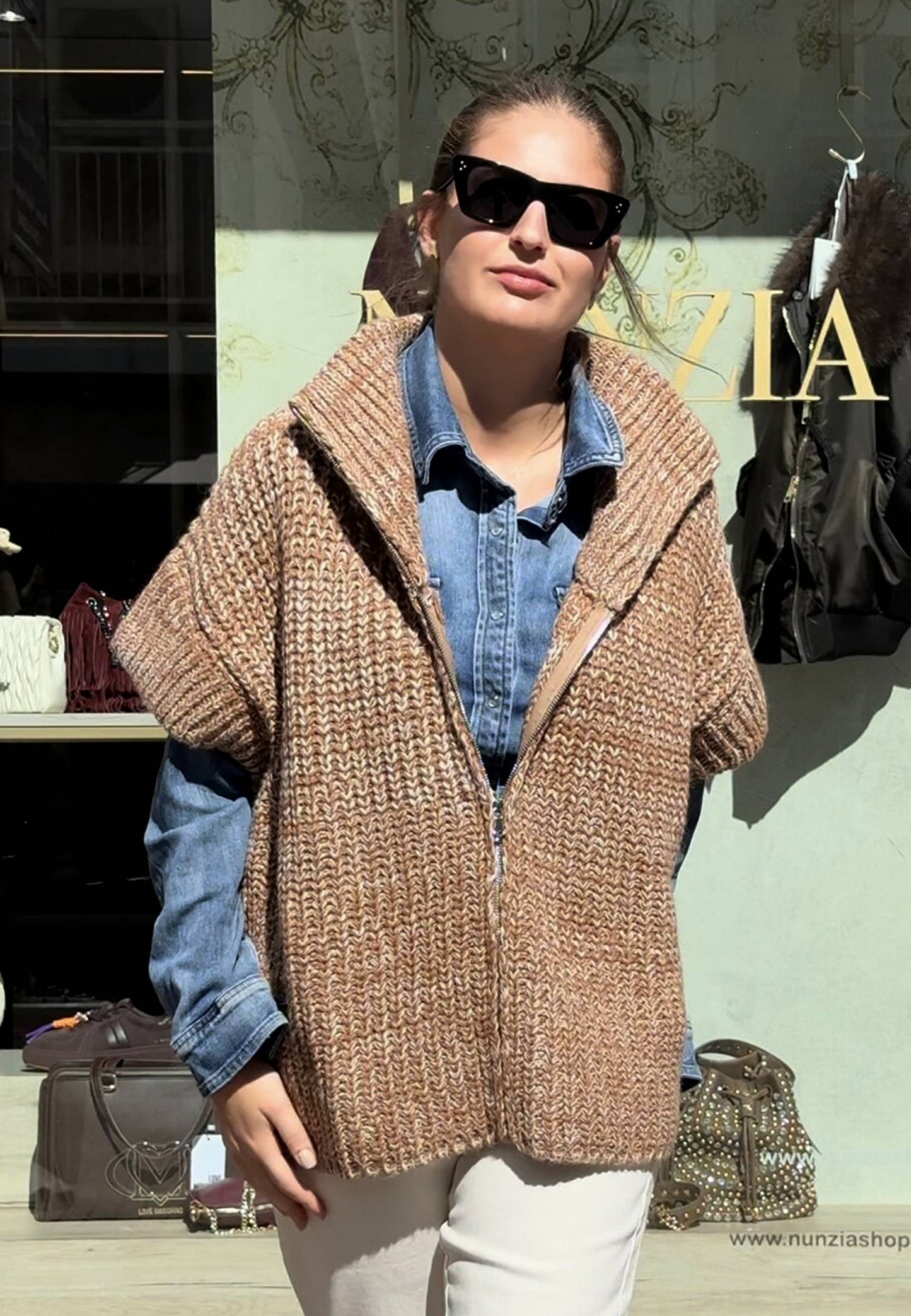 LE STREGHE - Gilet In Maglia Cuoio