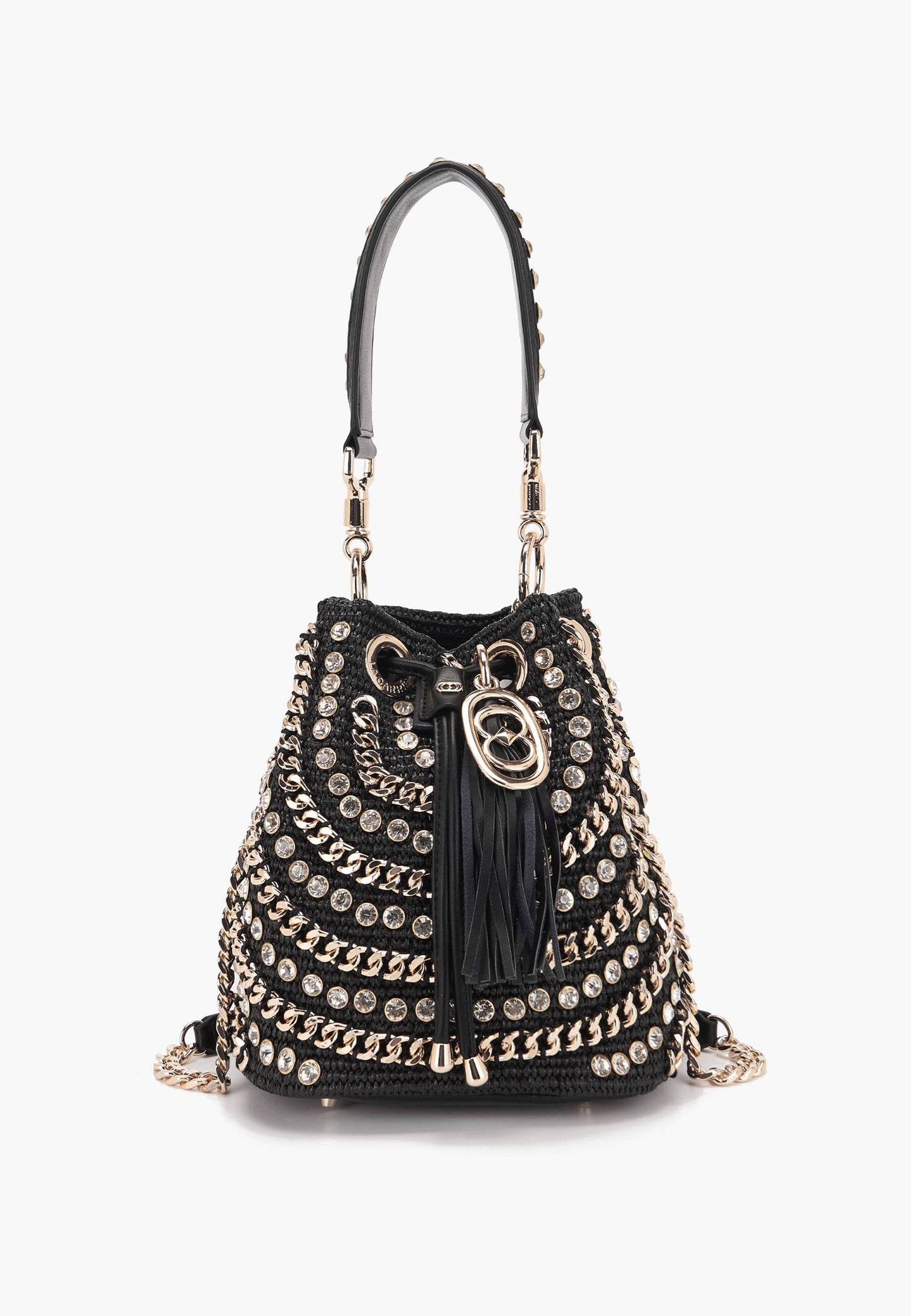 LA CARRIE - Secchiello Mirror Raffia Nero
