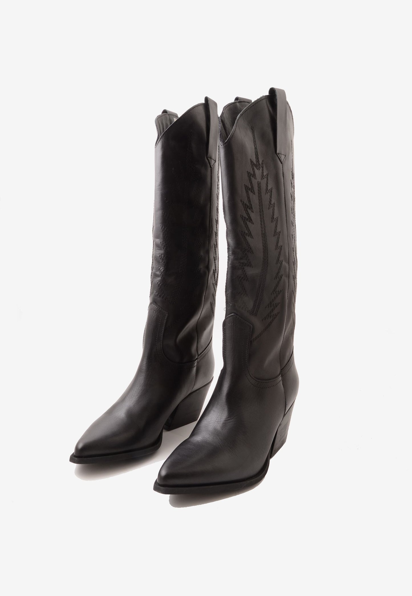 DIVINE FOLLIE - Texano Ricamo Vera Pelle Nero