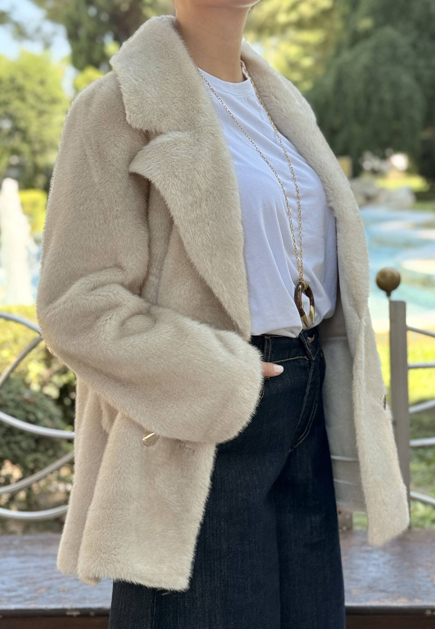 ALEX & MAX - Giacca In Ecopelliccia Beige