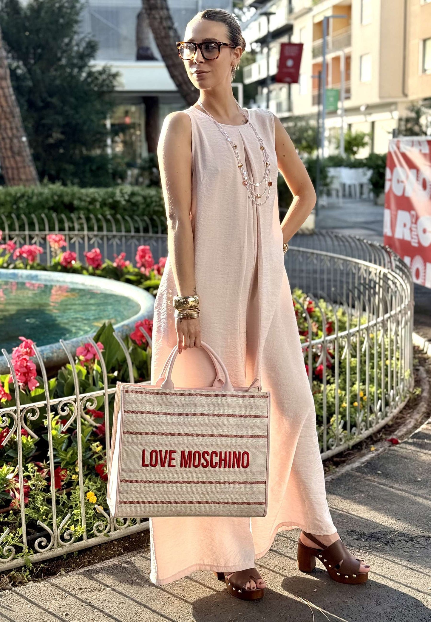 LOVE MOSCHINO - Shopping Bag Canvas Cipria