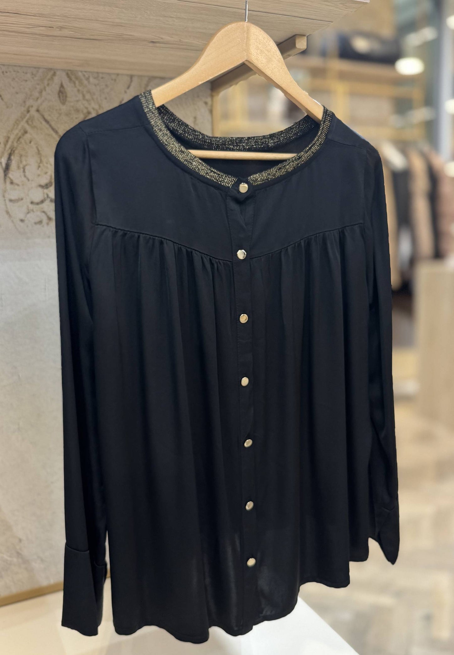 MOTEL - Blusa In Viscosa Manica Lunga Nero