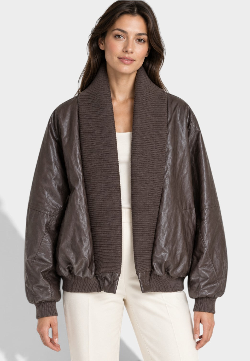 MOTEL - Bomber Ecopelle E Maglia Moro