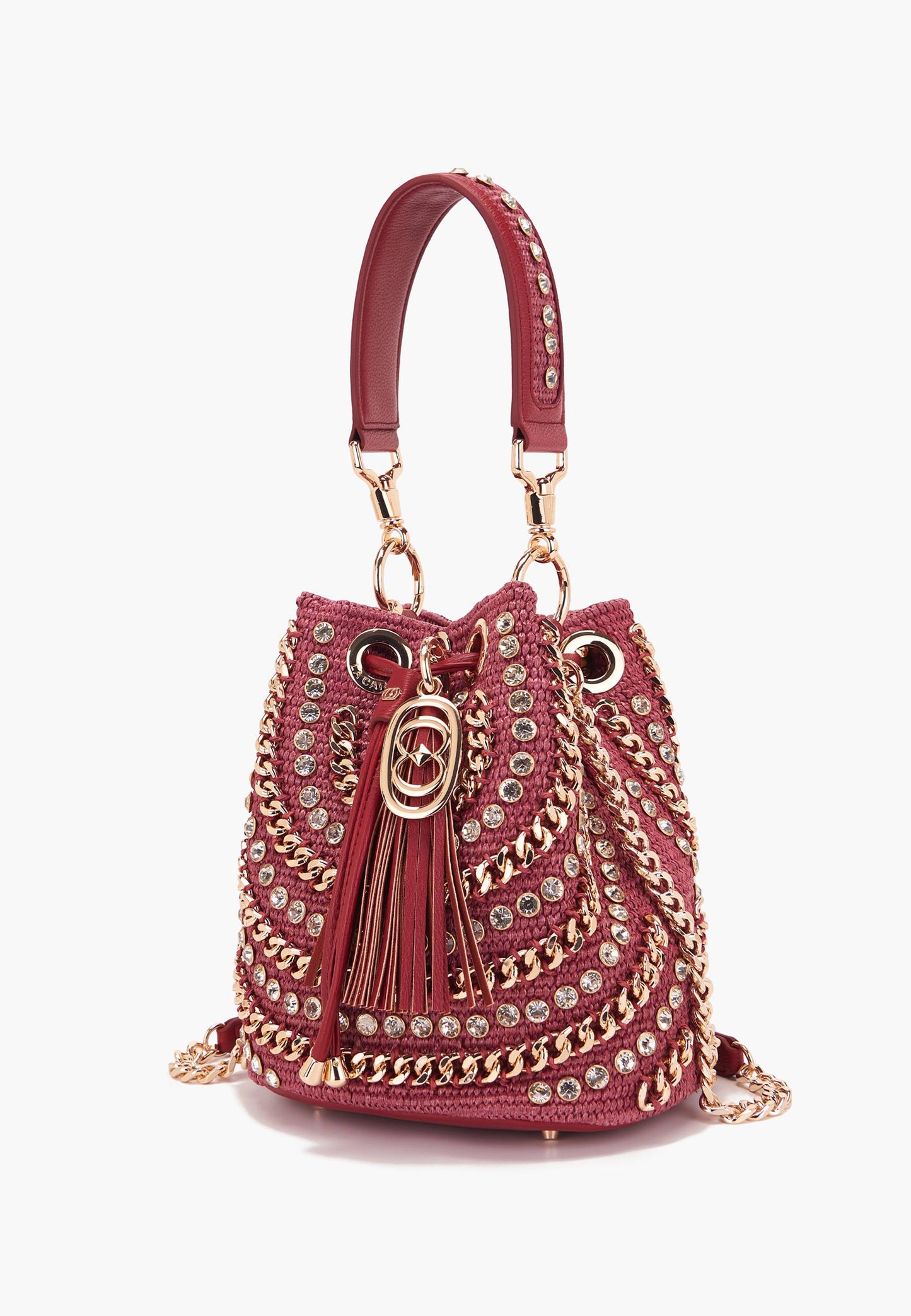 LA CARRIE - Secchiello Mirror Raffia Marsala