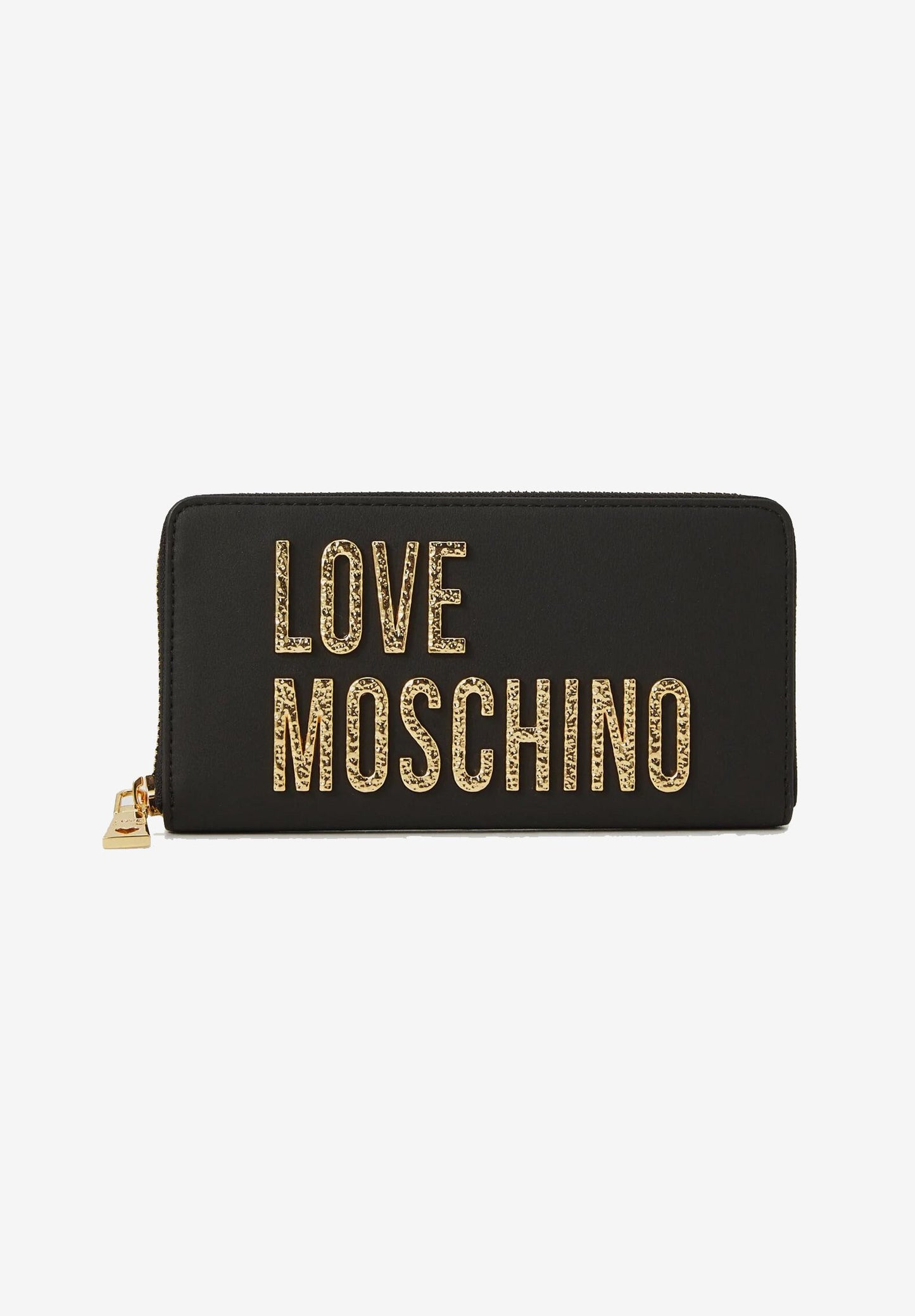 LOVE MOSCHINO - Portafoglio Zip Around Lettering Nero oro