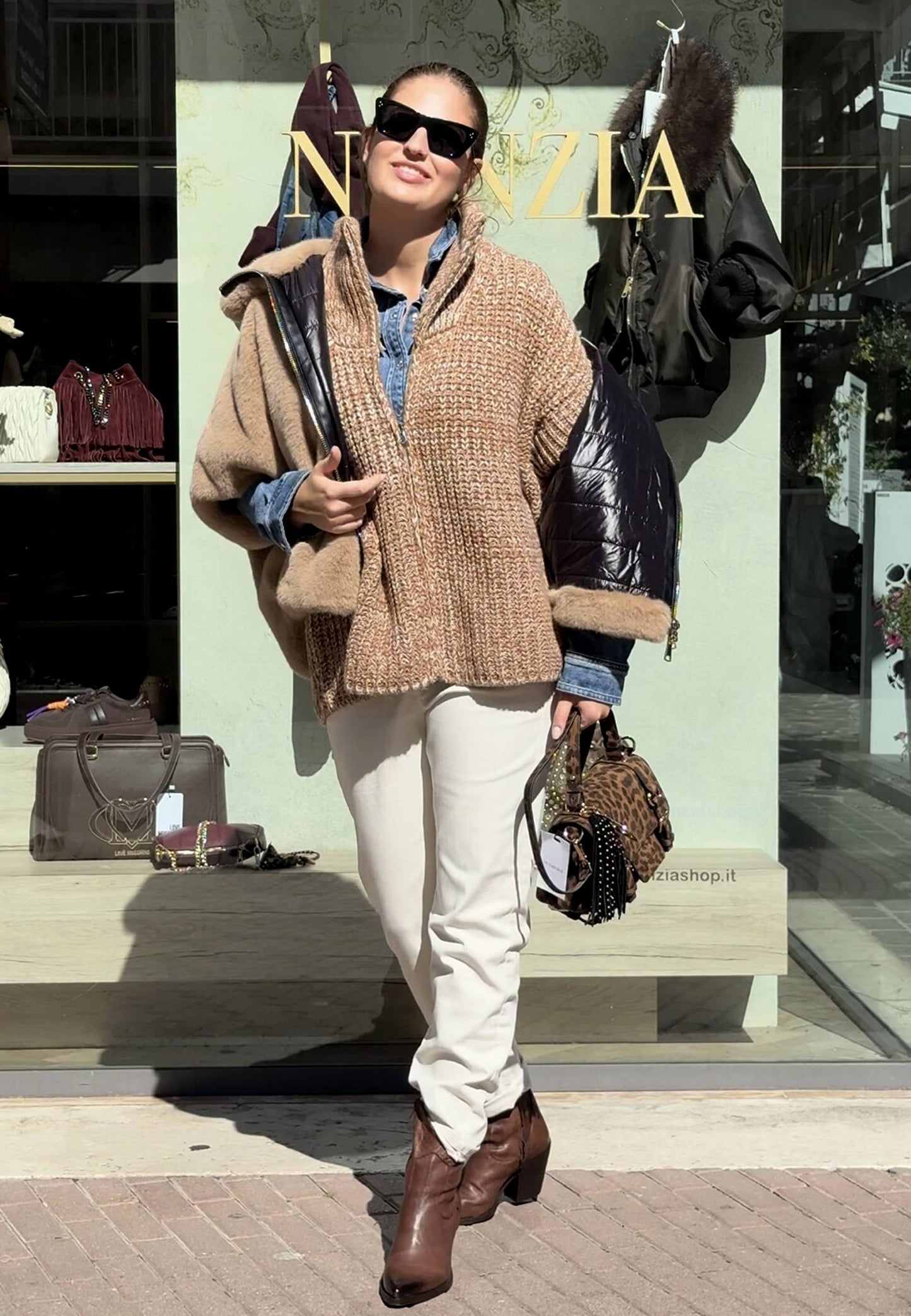 LE STREGHE - Gilet In Maglia Cuoio