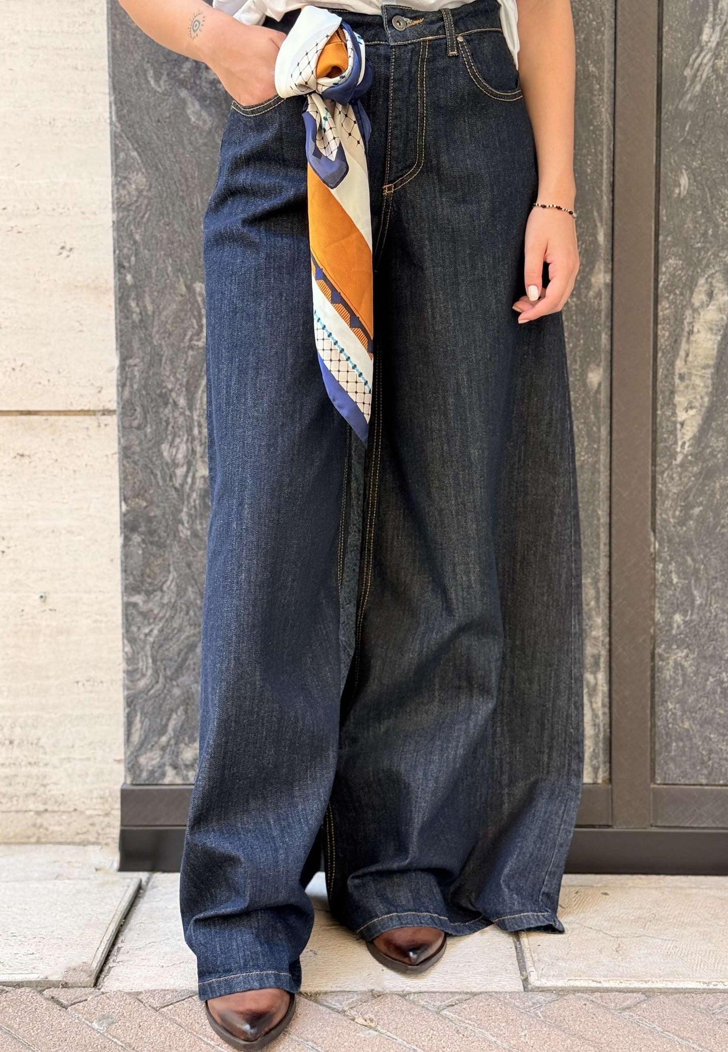 MOTEL - Jeans Wide Leg Denim Scuro
