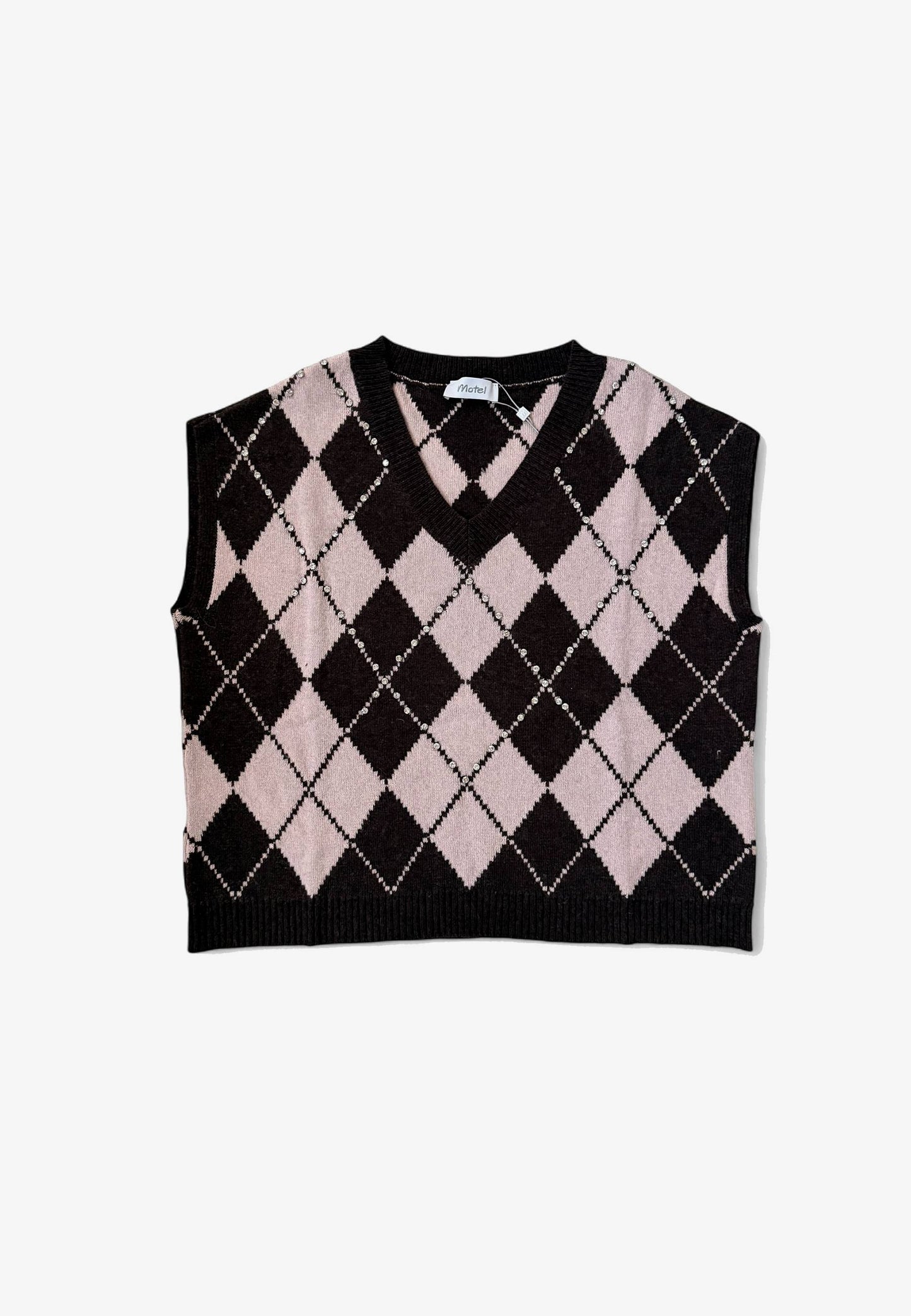 MOTEL - Gilet Rombi E Strass Rosa Moro