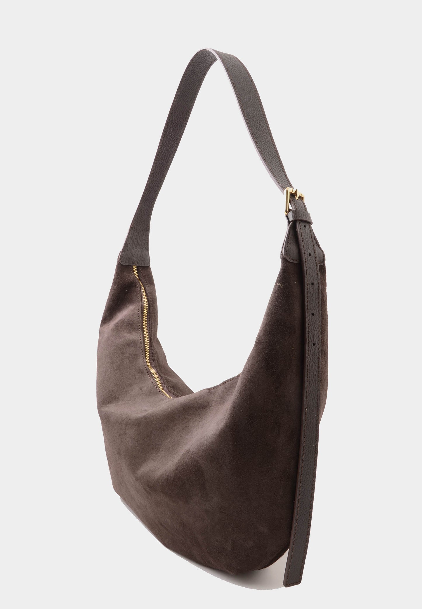 NUNZIA - Borsa Hobo Camoscio PRINCY Mocha